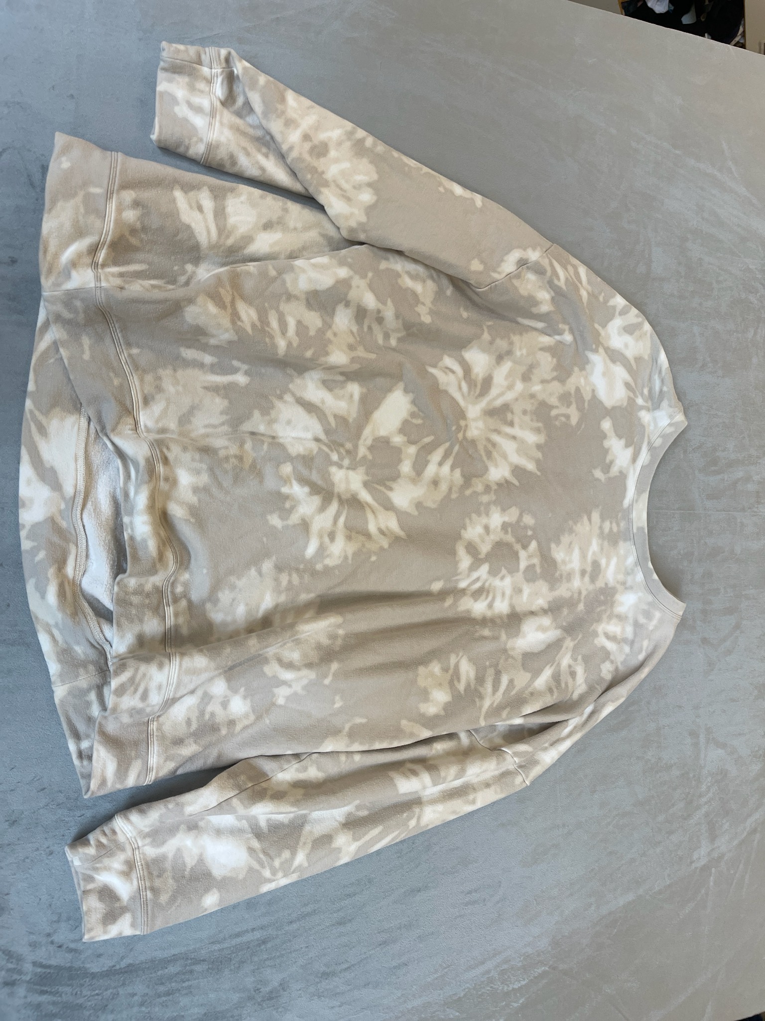 Athleta Beige Tie-Dye Fleece-Lined Crewneck Sweatshirt Size 2X