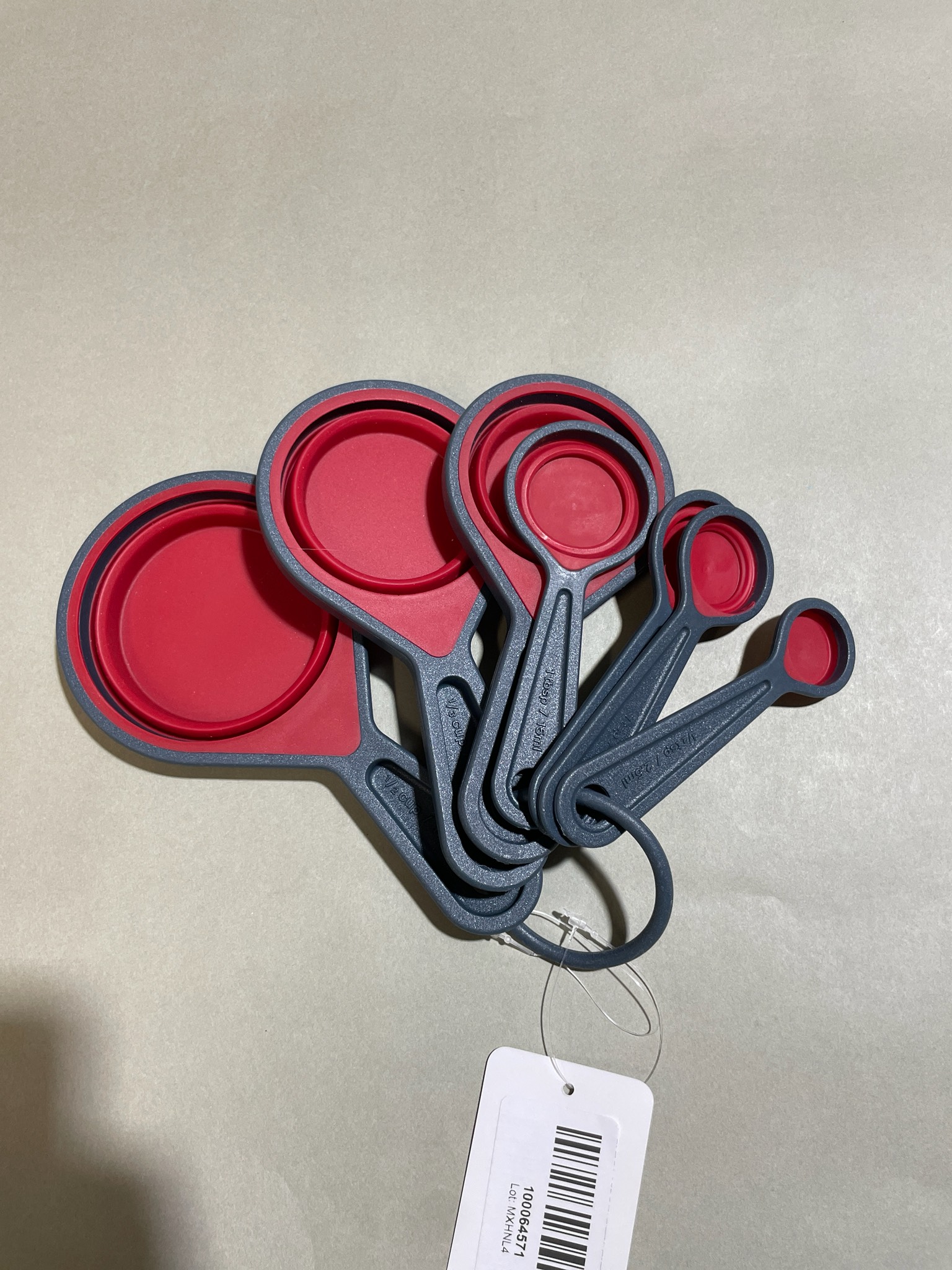 Red Dark Gray Silicone Measuring Spoon Set Size 1 TBSP / 15 ml