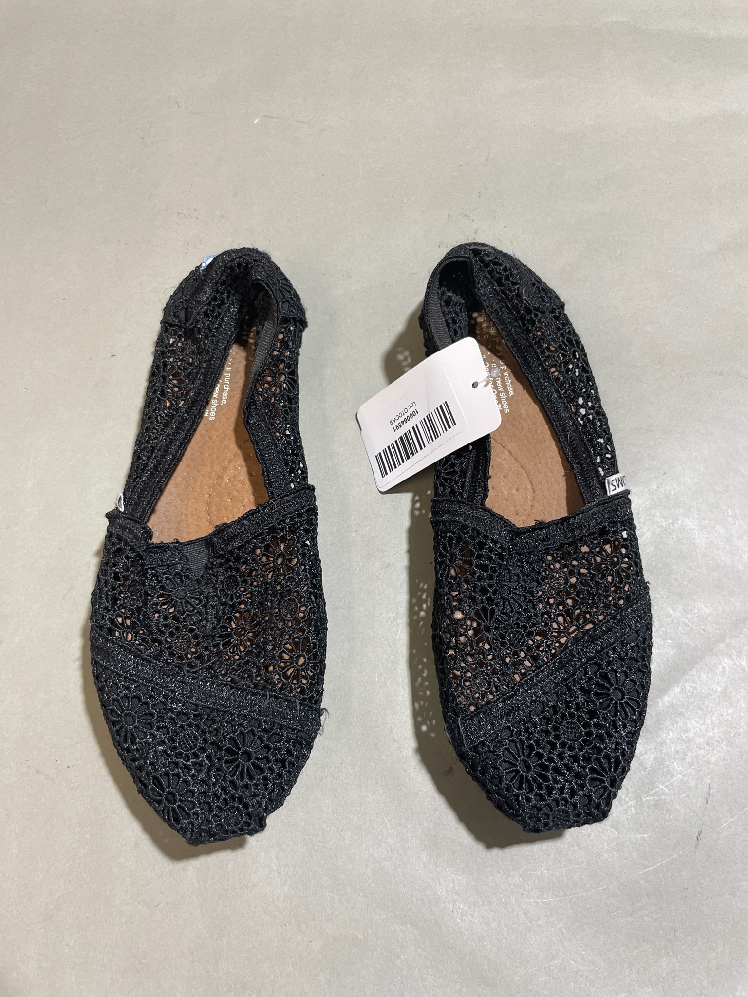 TOMS Black Crochet Slip-On Flats