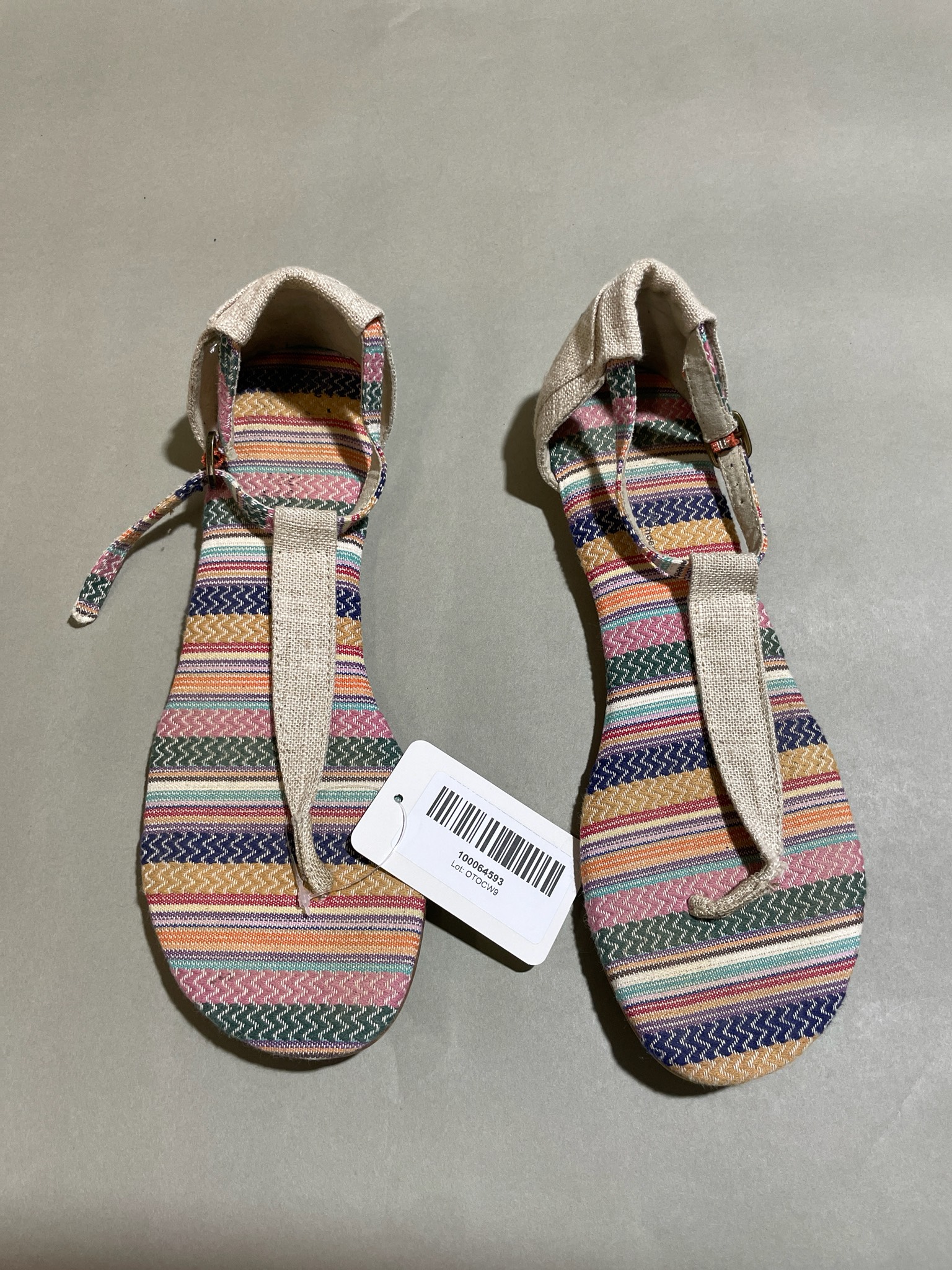 TOMS Multicolor Woven T-Strap Sandals
