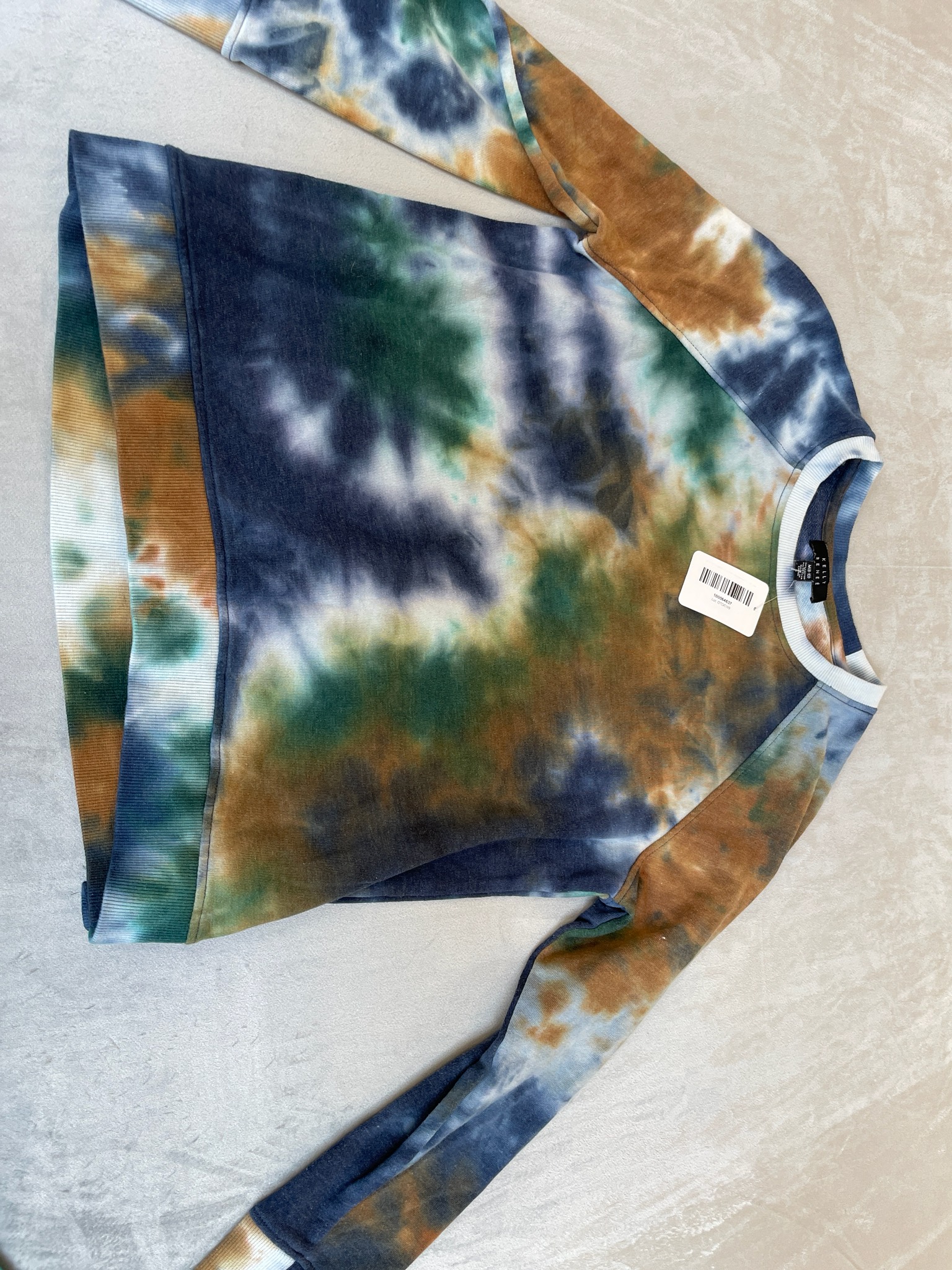 Kelly Renee Blue Green Tie-Dye Cotton-Blend Crewneck Sweatshirt Size M (8-10)