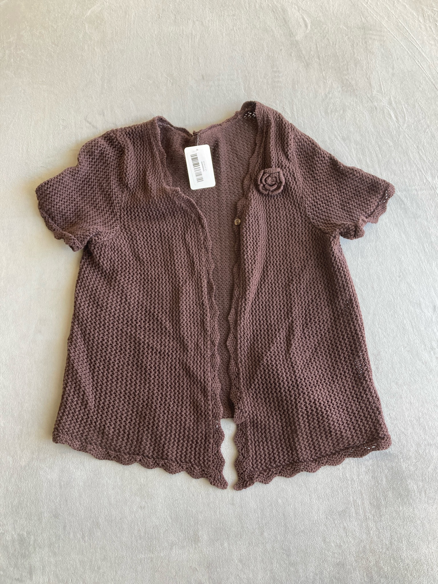Dusty Mauve Knit Short-Sleeve Cardigan