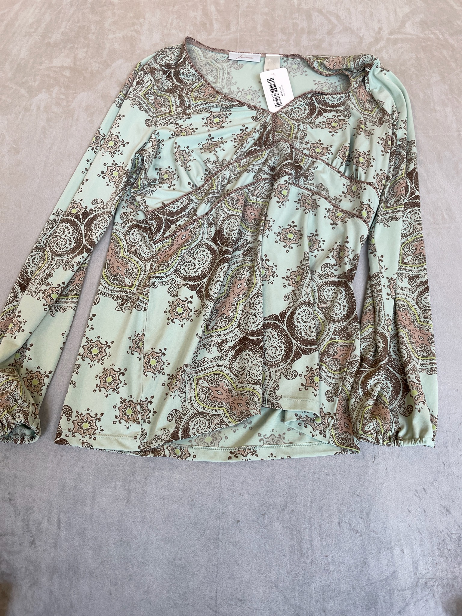 jhcollectibles Mint Green Paisley Long Sleeve Blouse Size Large