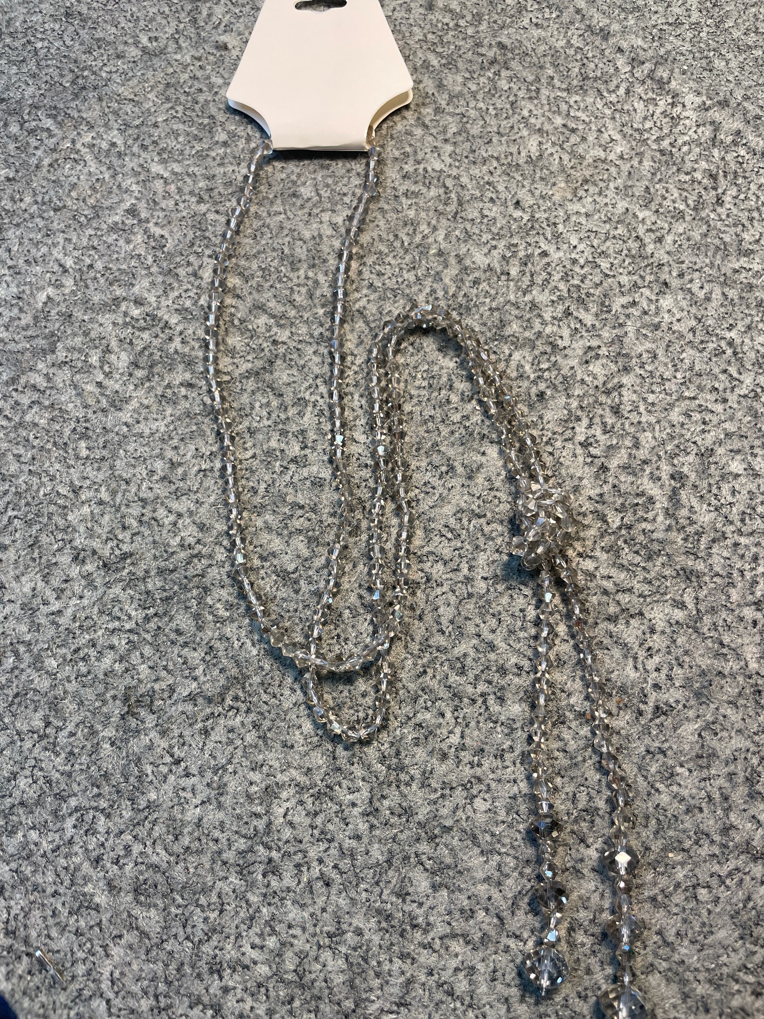 Clear Smoky Faceted Beaded Tassel Necklace Size Long