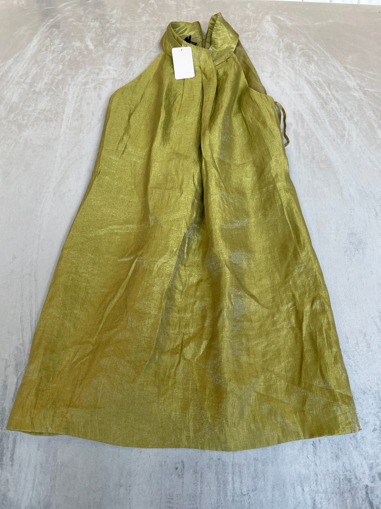 I.N. STUDIO Gold-Green Metallic A-Line Dress Size Size 8
