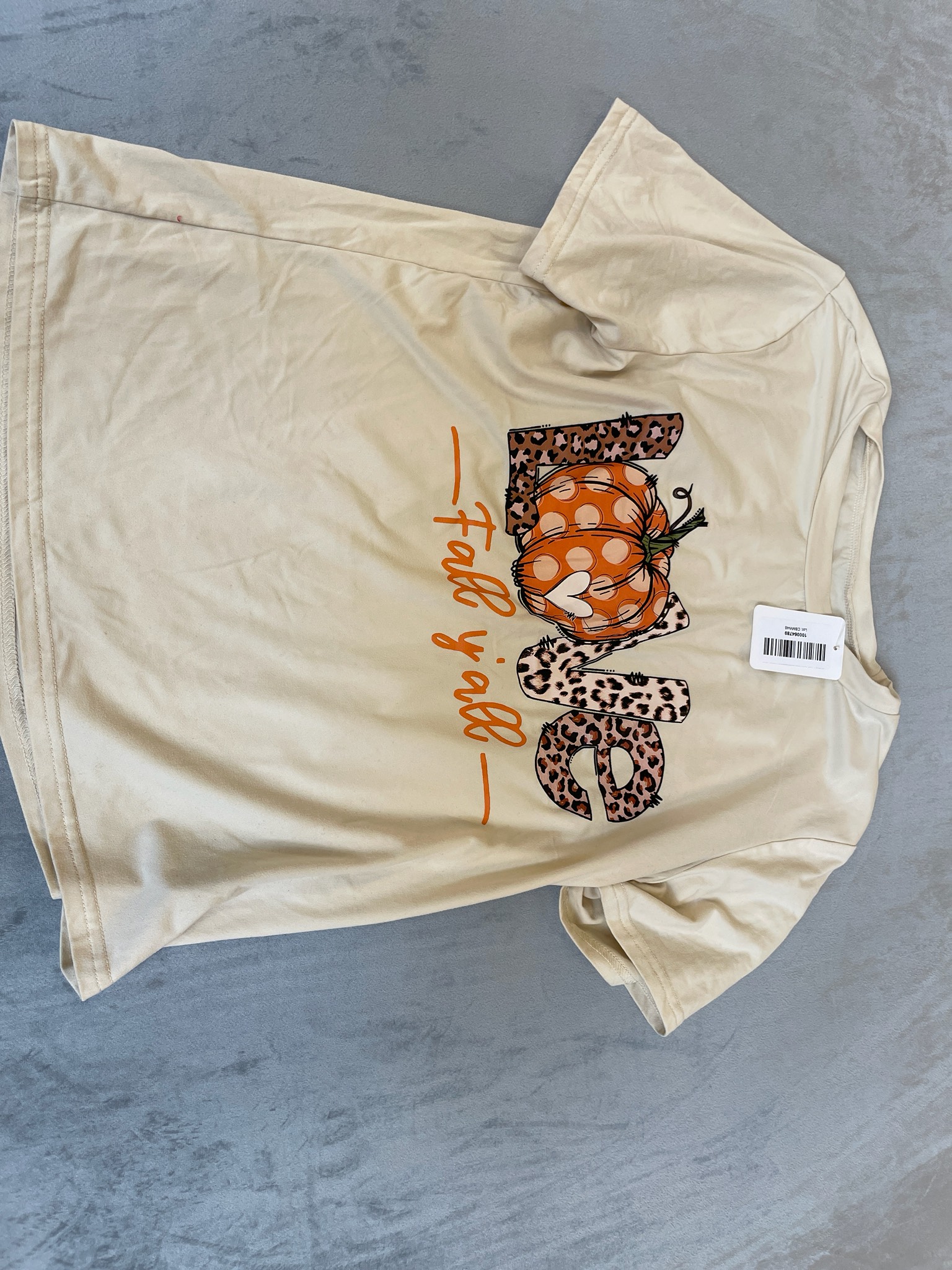 Cream Leopard-Print Knit T-Shirt