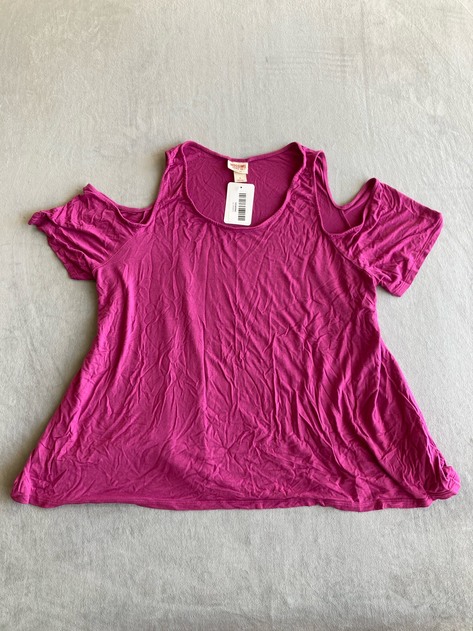 Mossimo Fuchsia Knit Cold-Shoulder Top Size L