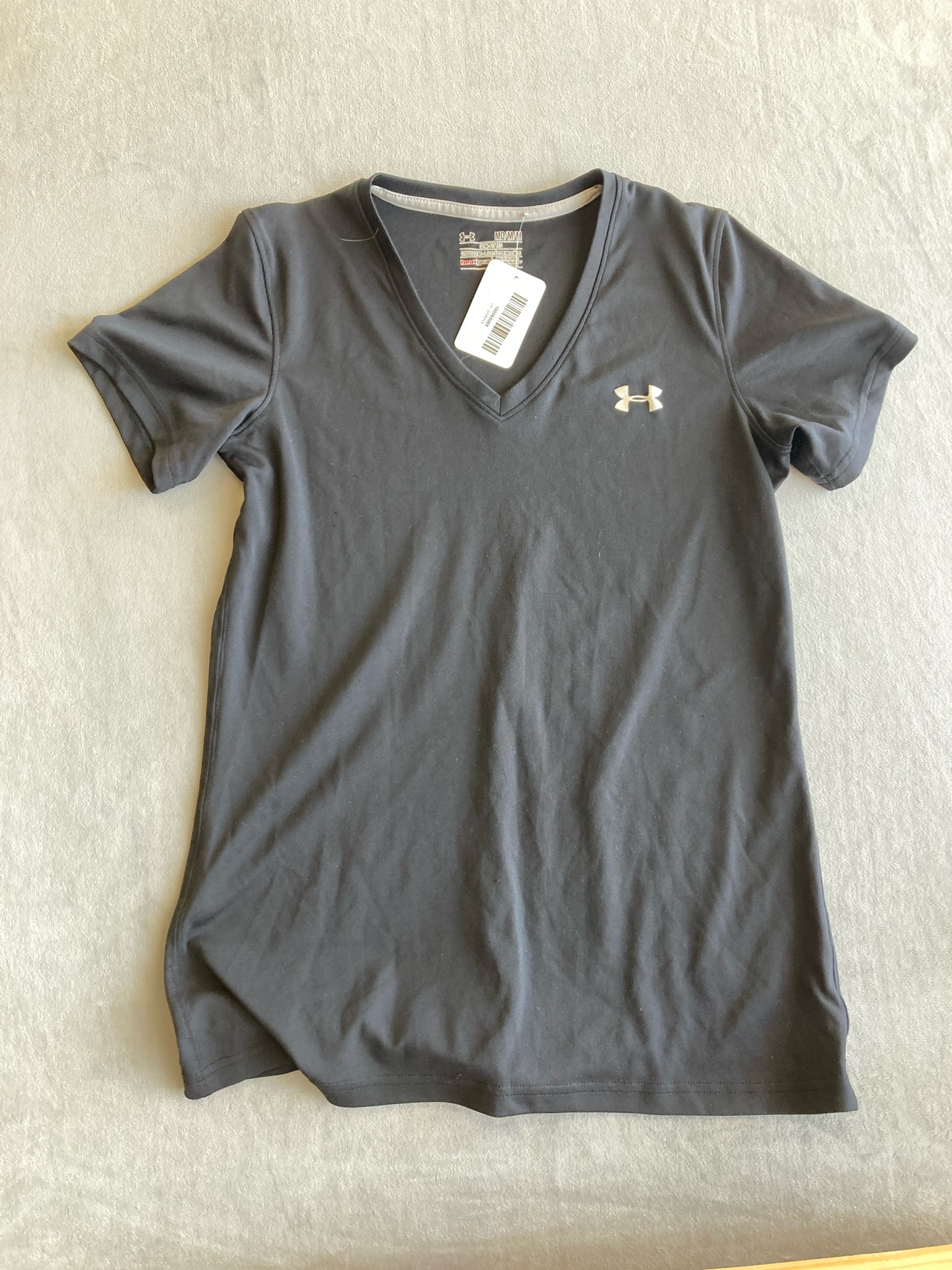 Under Armour Dark Charcoal Performance Knit V-Neck Top Size Medium