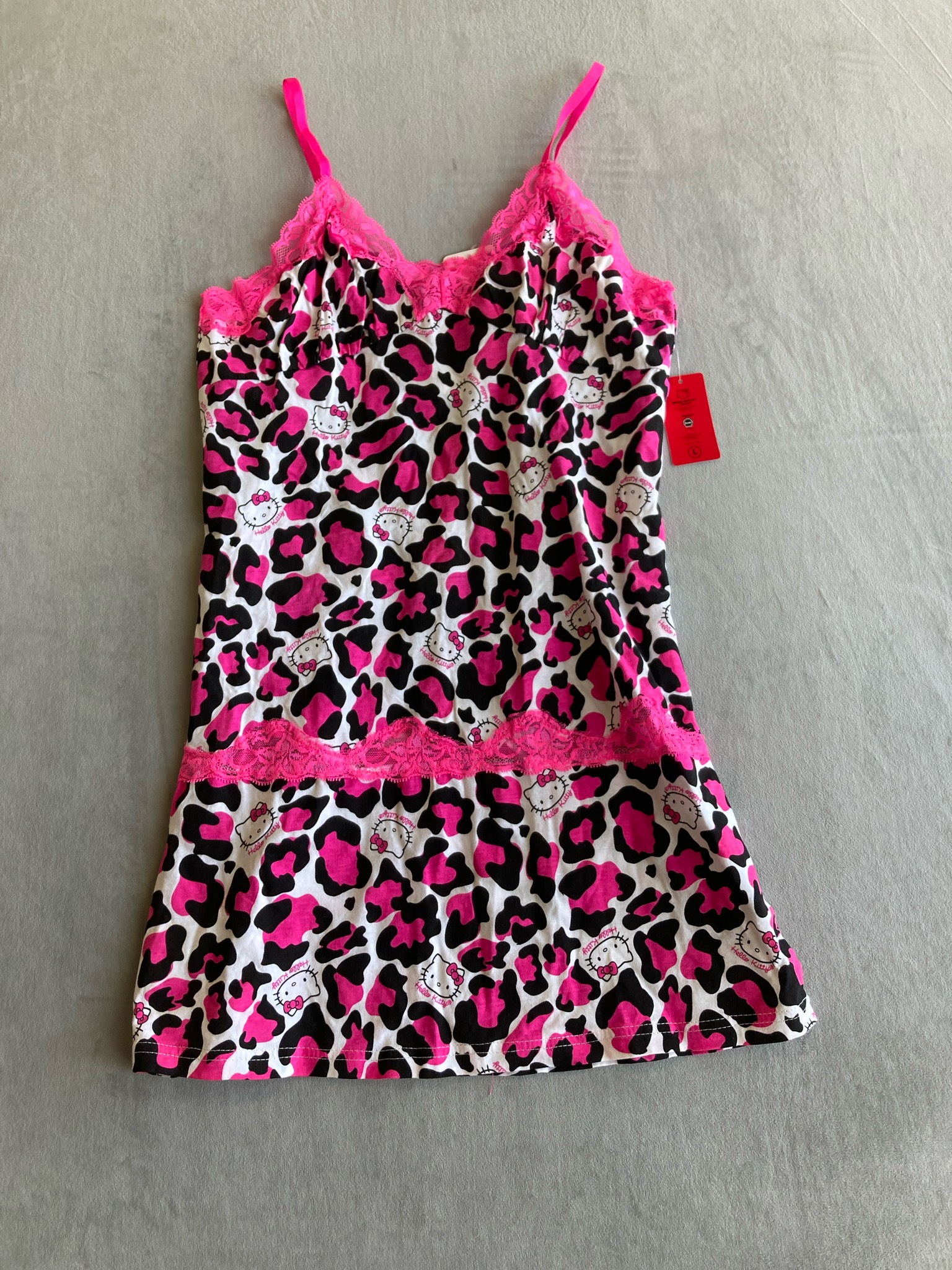 Hello Kitty Hot Pink and Black Leopard Knit Cami Size L/G