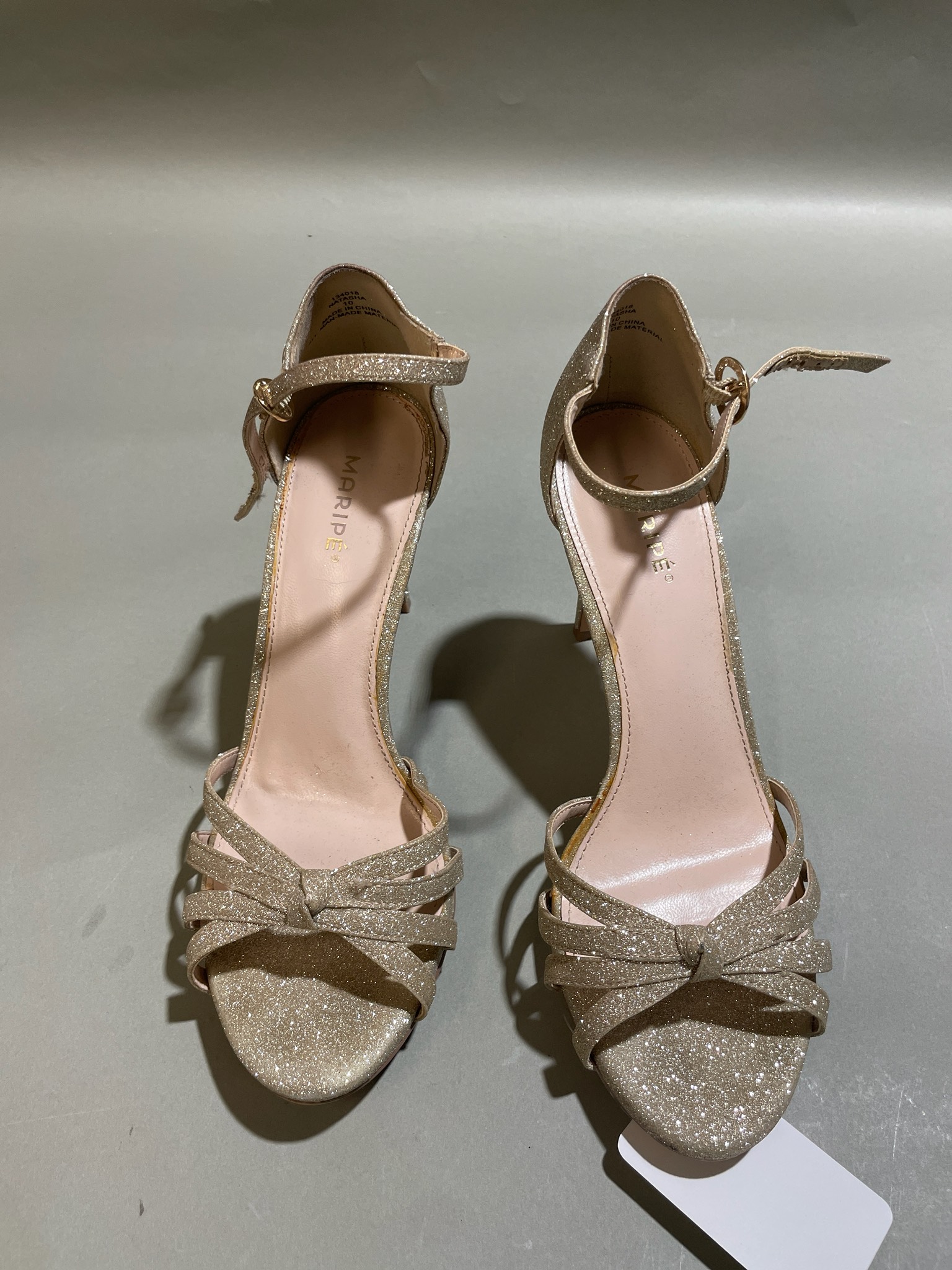 MARIPÉ Gold Glitter Ankle-Strap Sandals Size Size 10