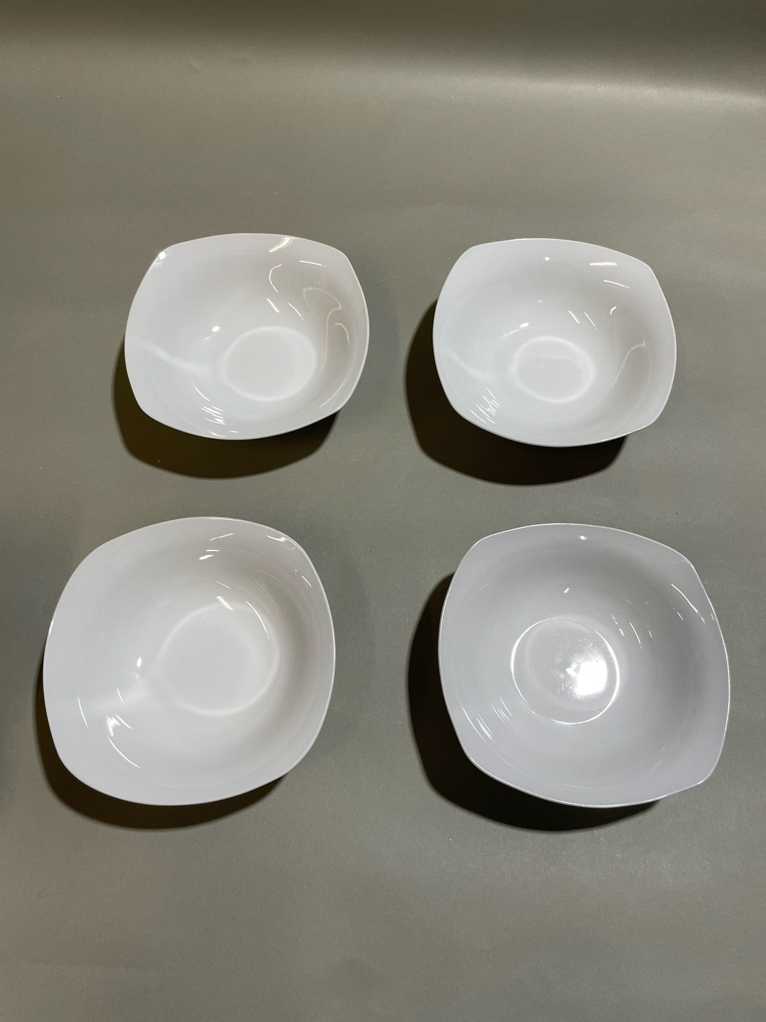 The Palm White Rounded-Square Bowl Set of 4