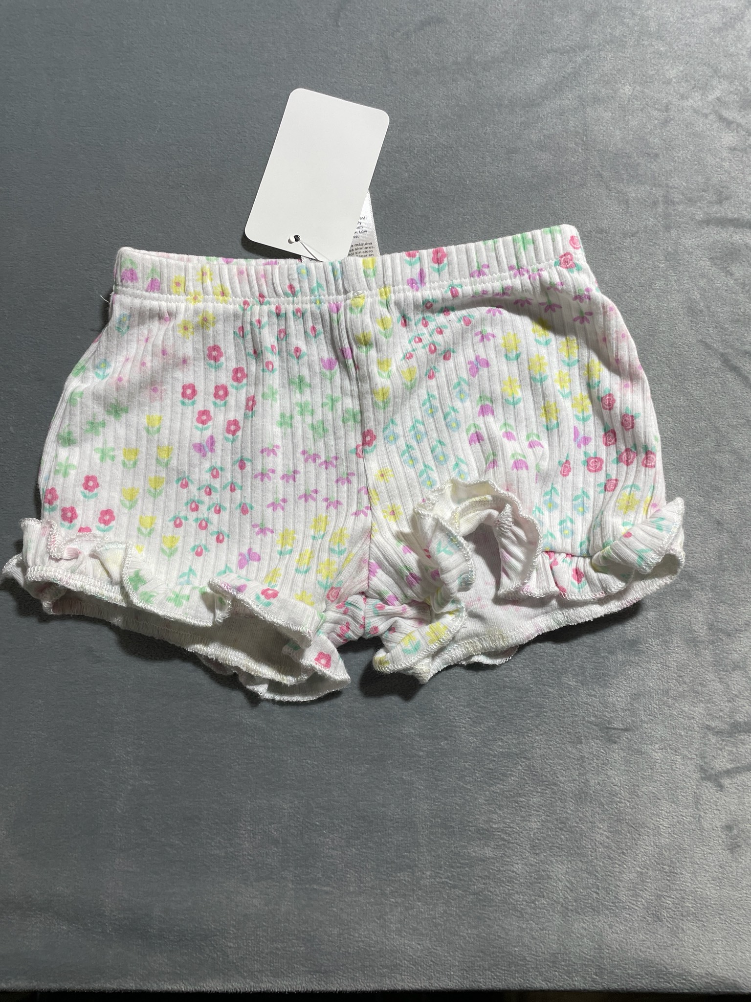 Garanimals White Floral Ribbed Knit Bloomers Size 6-9M
