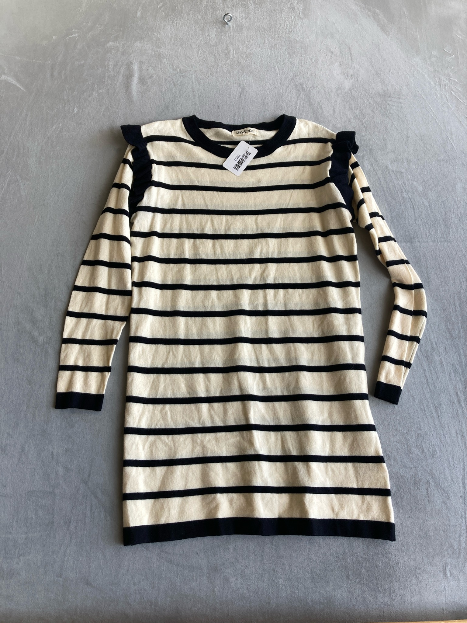 Listicle Cream and Black Striped Knit Sweater Size M
