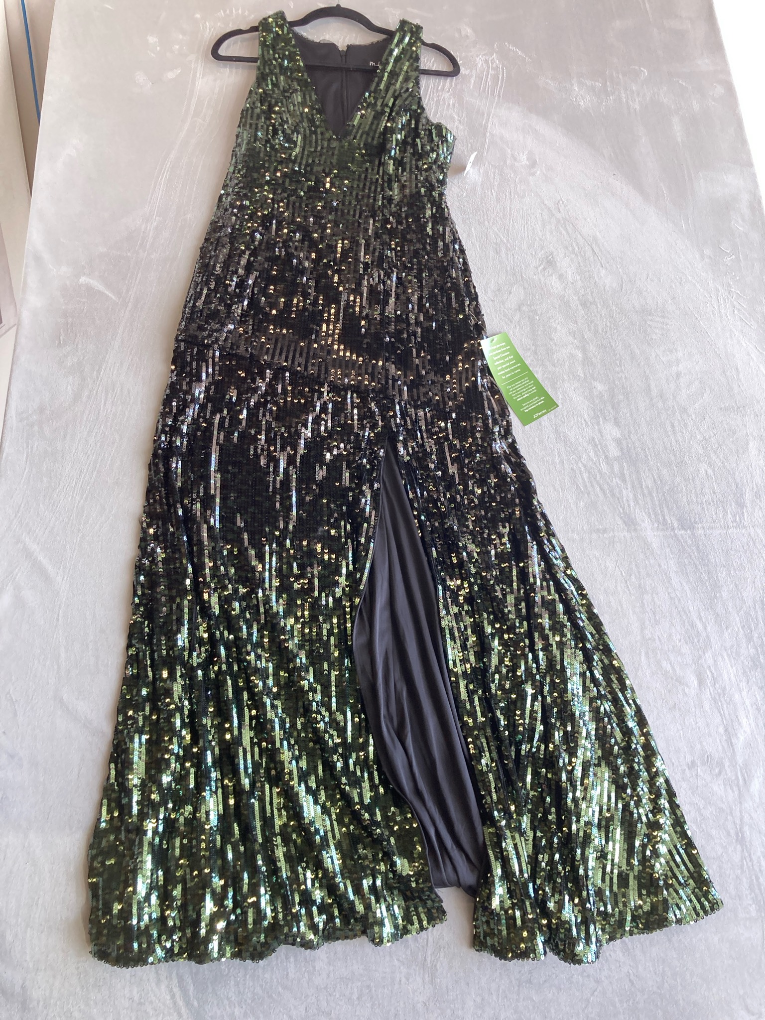 Bob Mackie Black Iridescent Sequin Evening Gown Size US 12