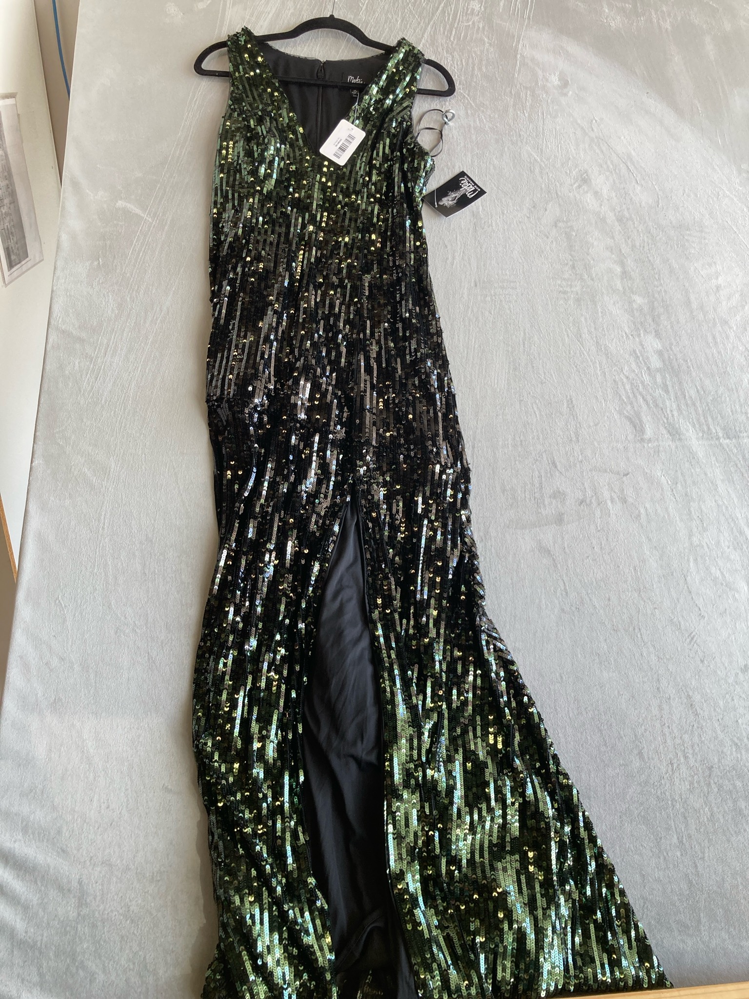 Bob Mackie Dark Green Sequined Dress Size Size 14