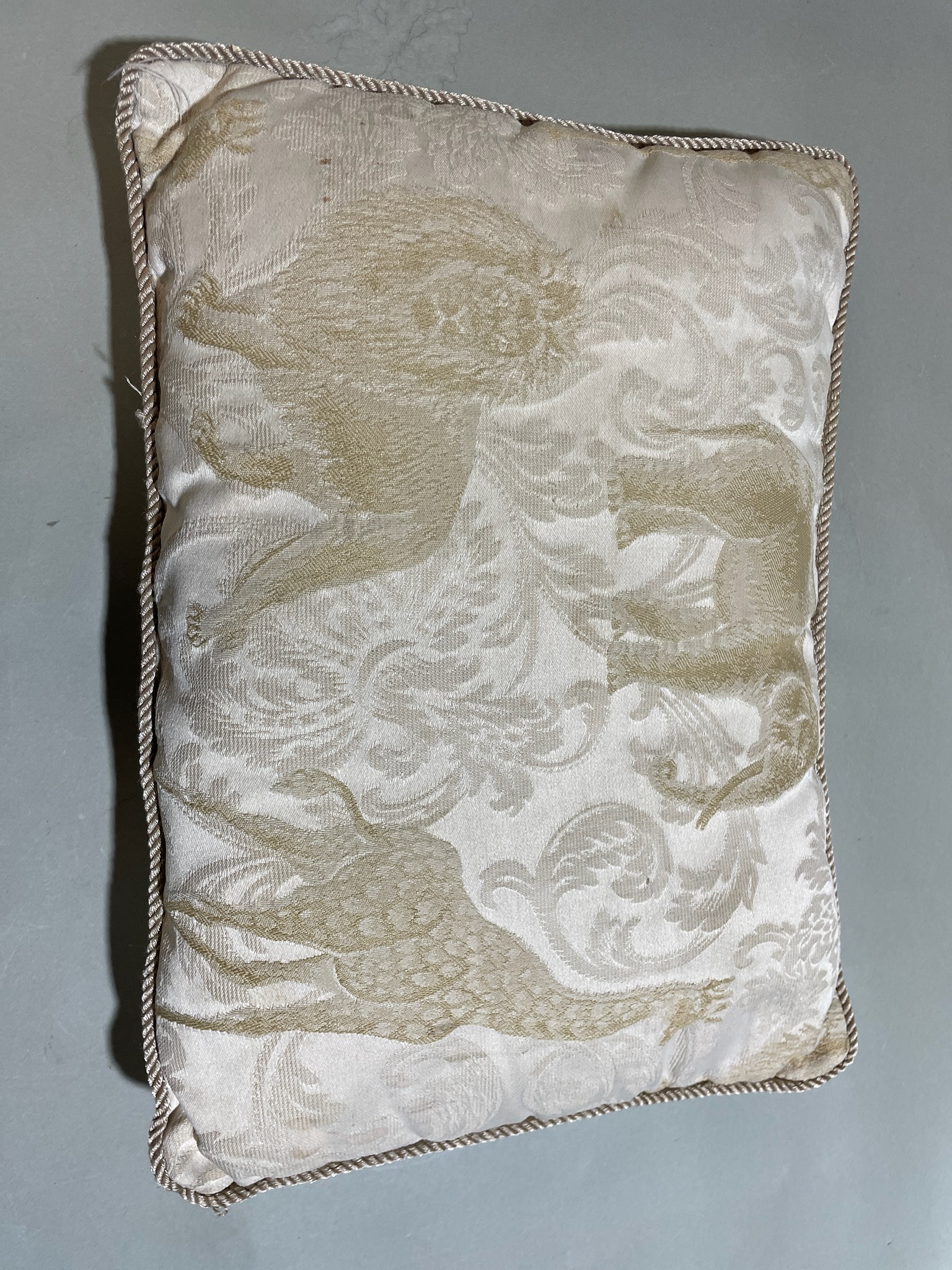 Cream Damask Jacquard Throw Pillow