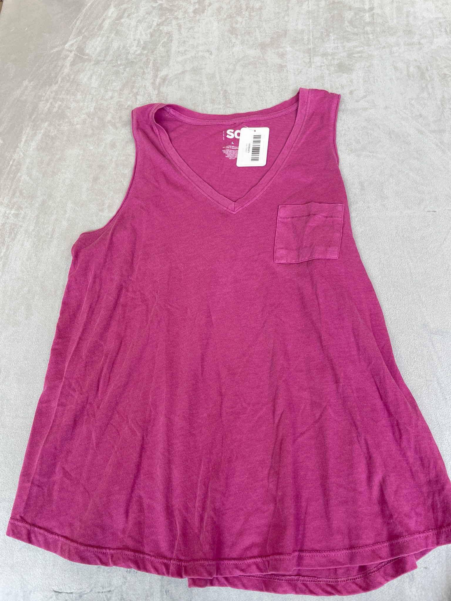 SO Magenta Cotton-Blend Tank Top Size Large