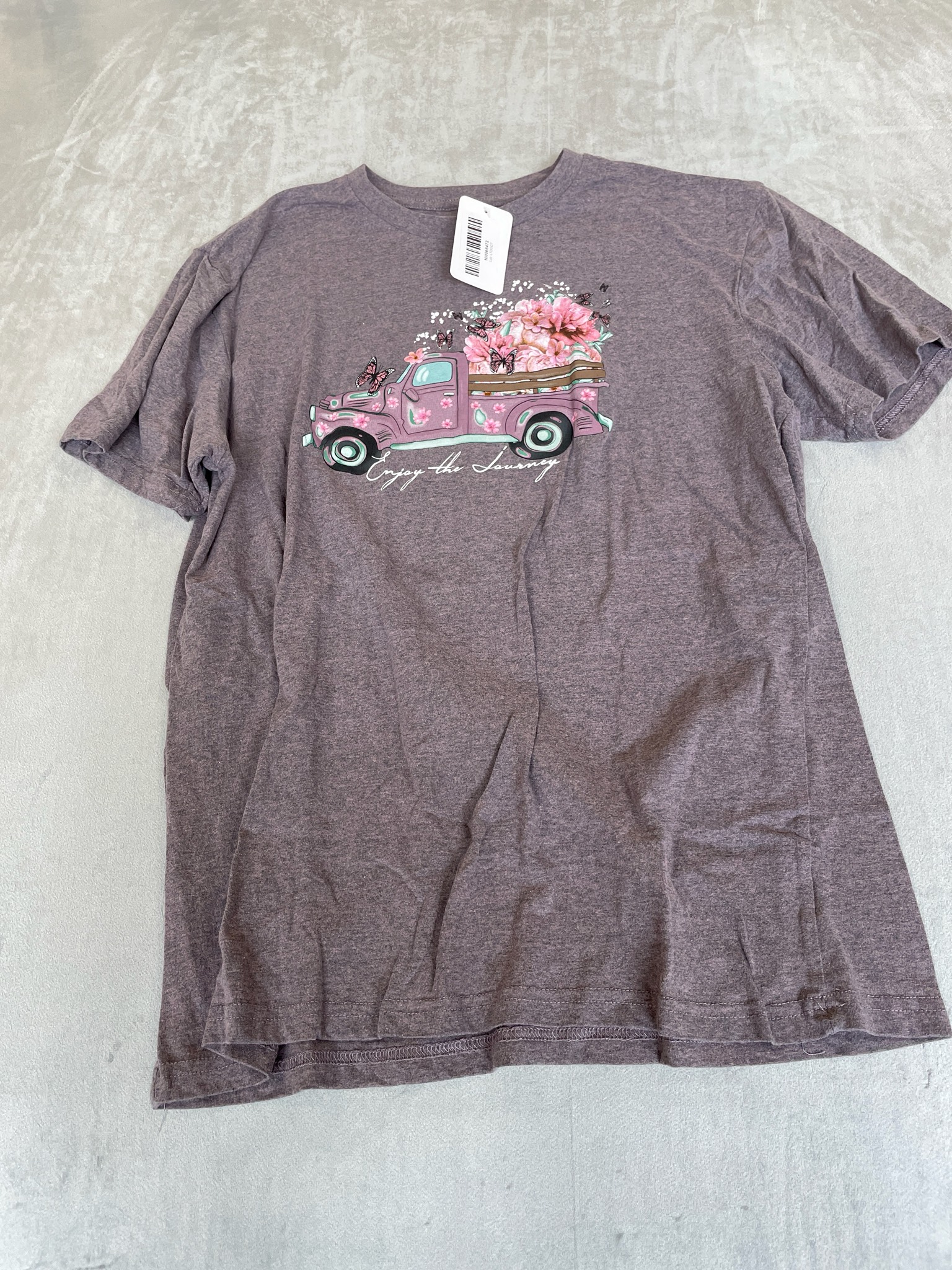Heather Mauve Cotton-Blend T-Shirt Size Large