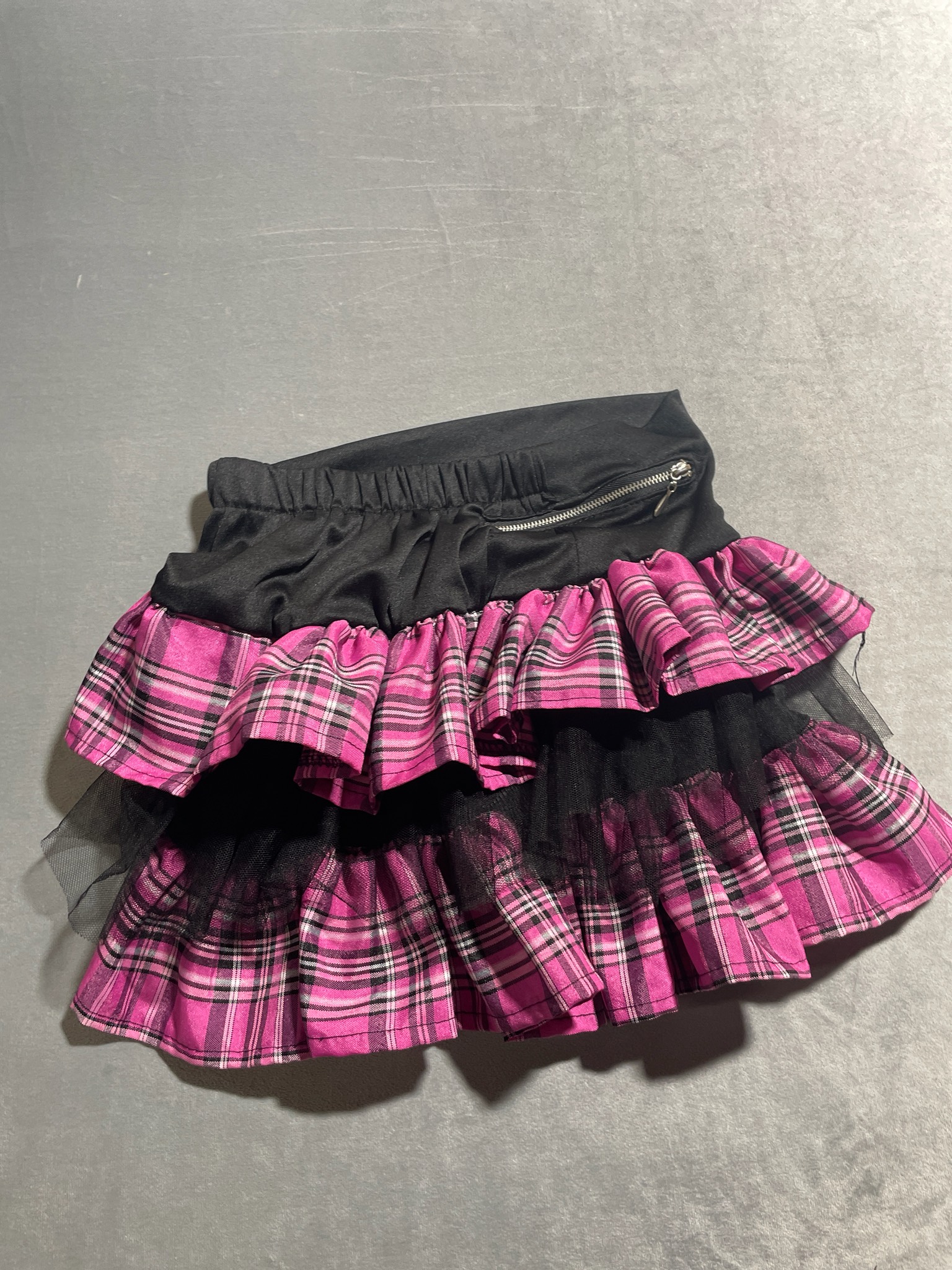 Pink Cookie Hot Pink Plaid Polyester Skirt Size Child Small
