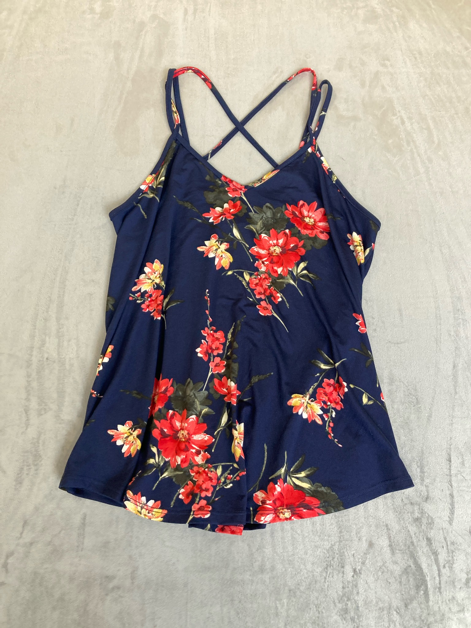 PAPERMOON Navy Floral Jersey Cami Dress Size M