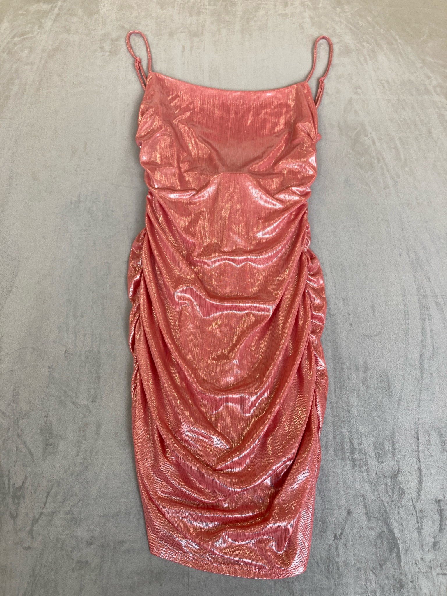 City Vibe Coral Metallic Knit Dress Size L