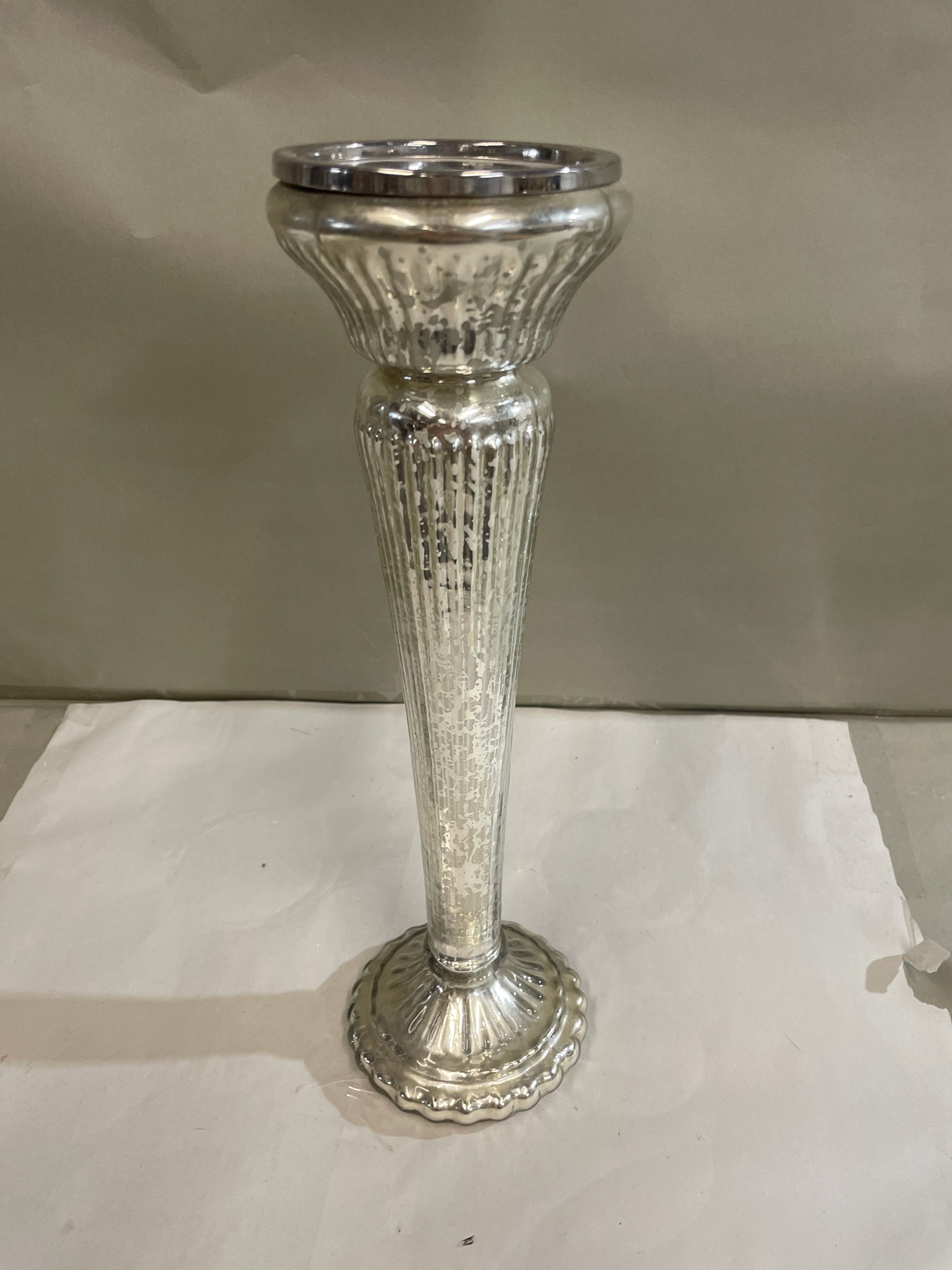 Silver Mercury Glass Candlestick