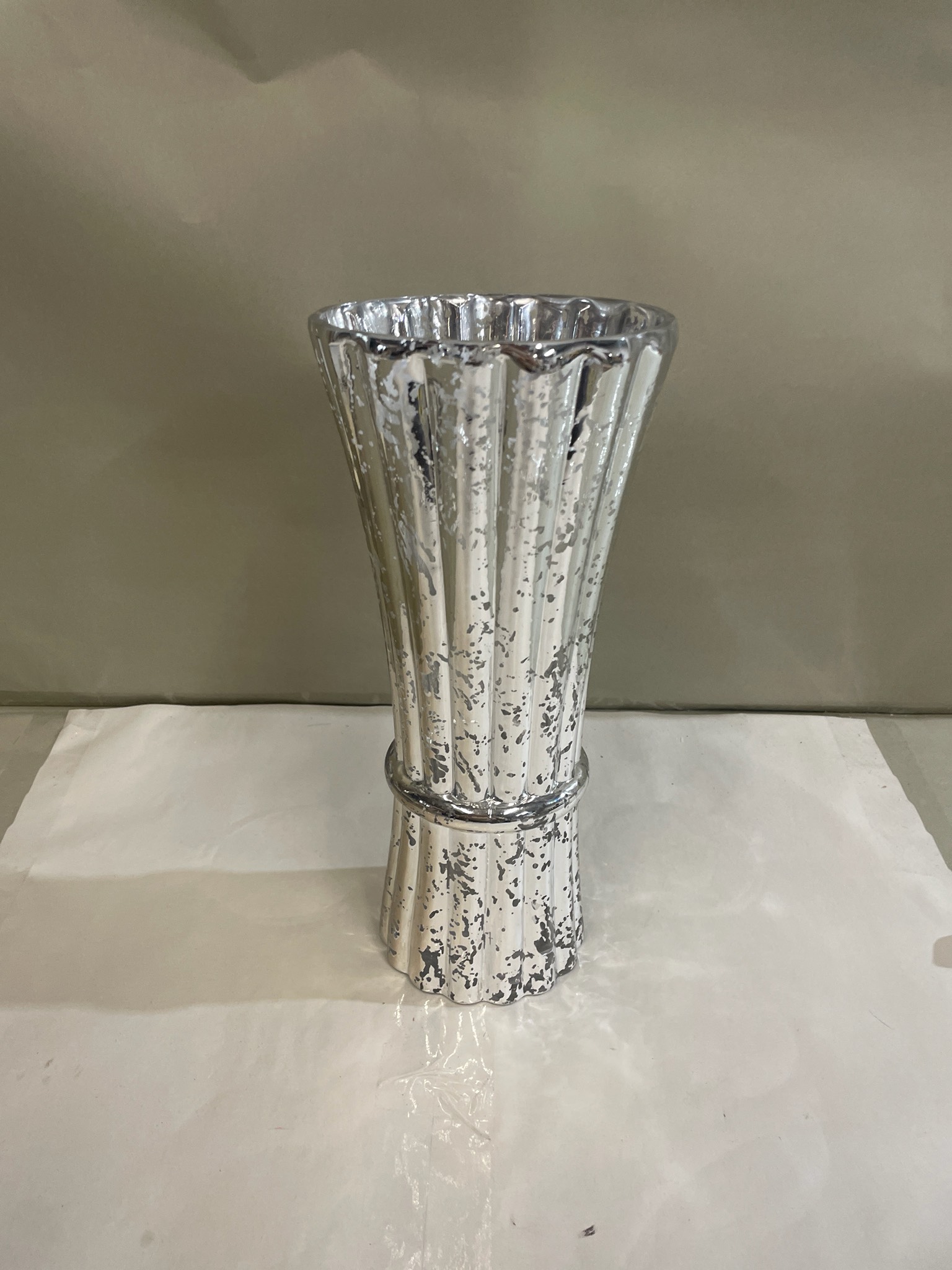 Silver Fluted Vase