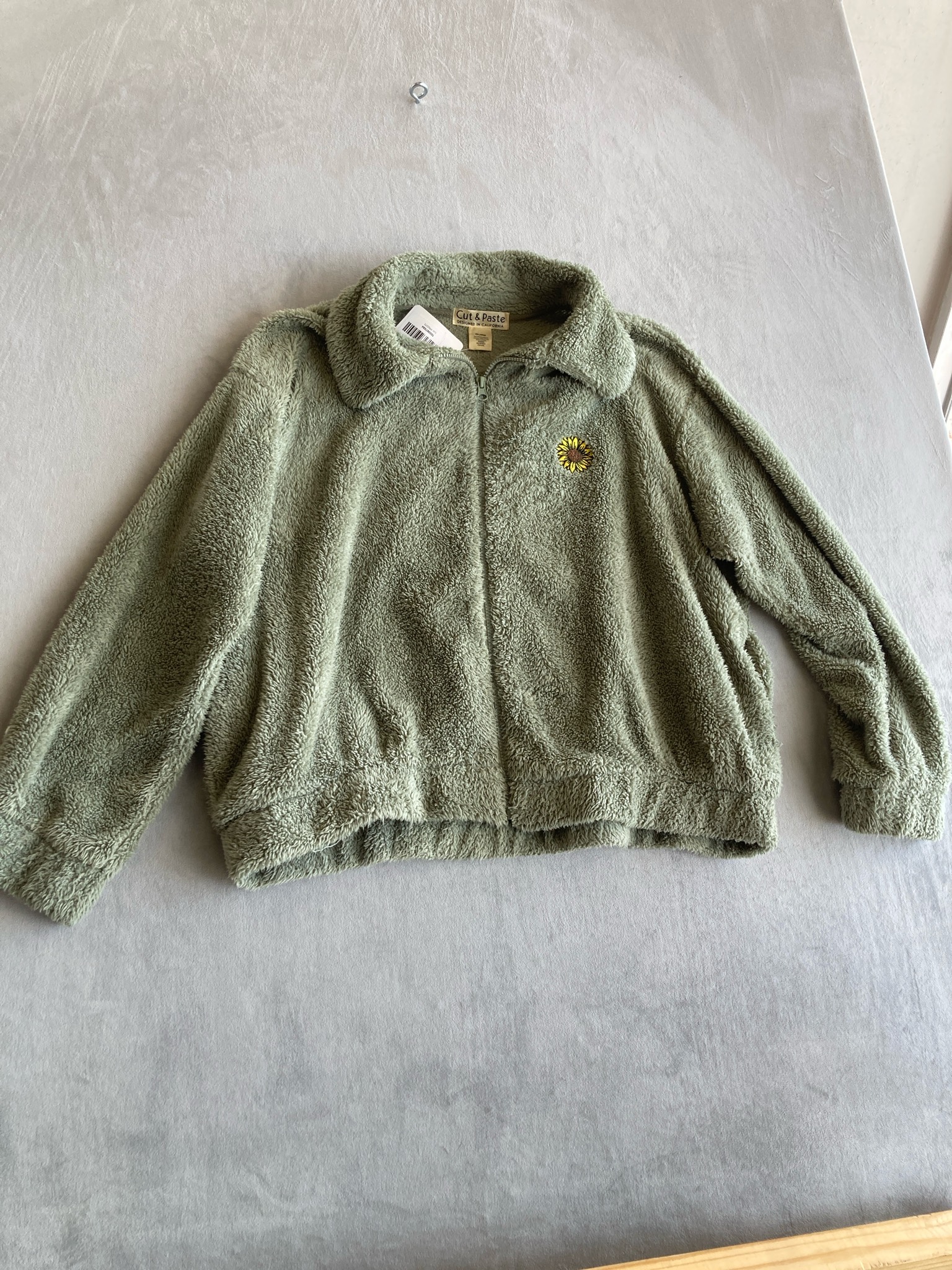 Cut & Paste Sage Green Sherpa Fleece Jacket Size XX-LARGE