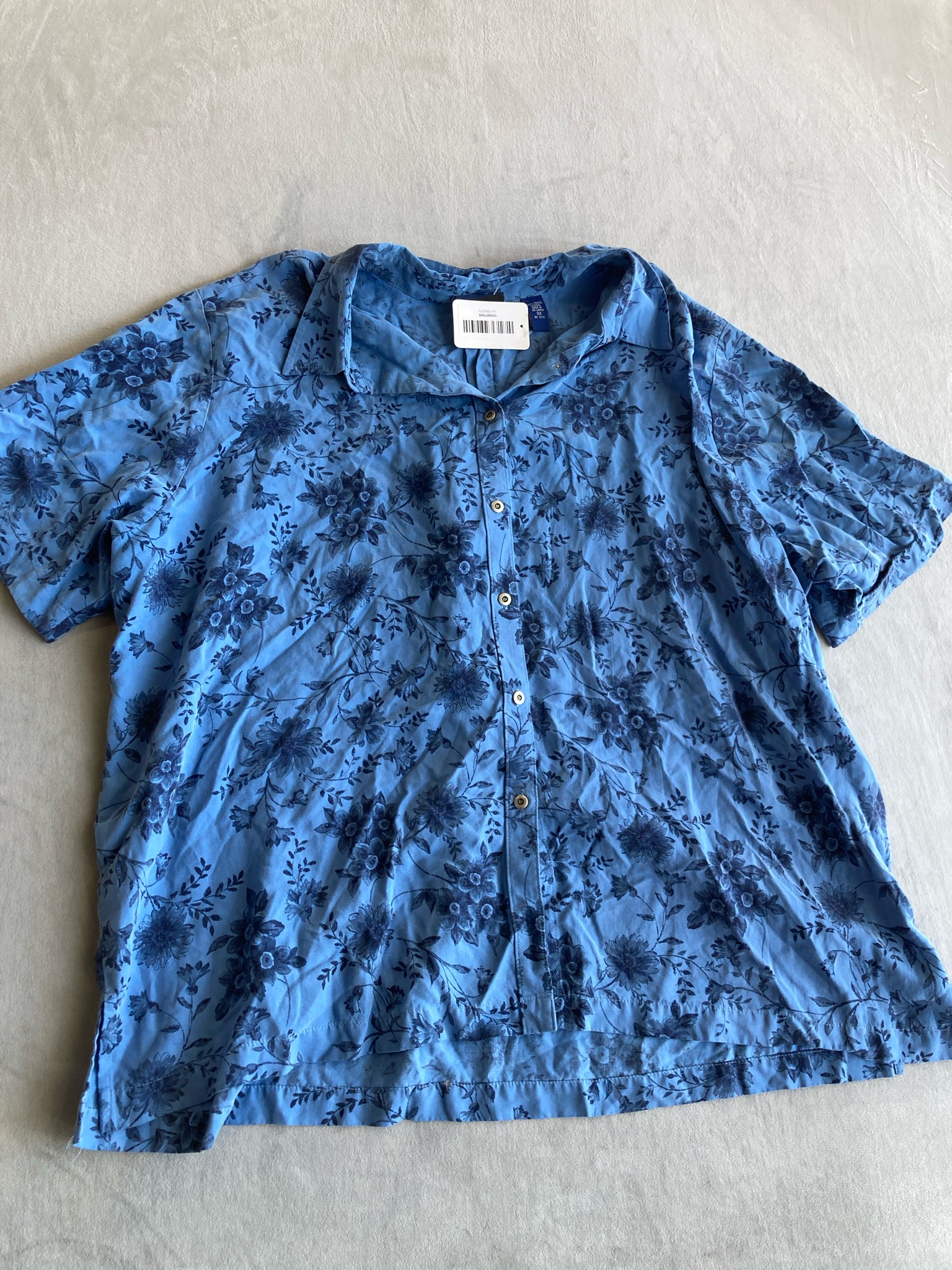 Karen Scott Light Blue Floral Tencel Blouse Size 3X