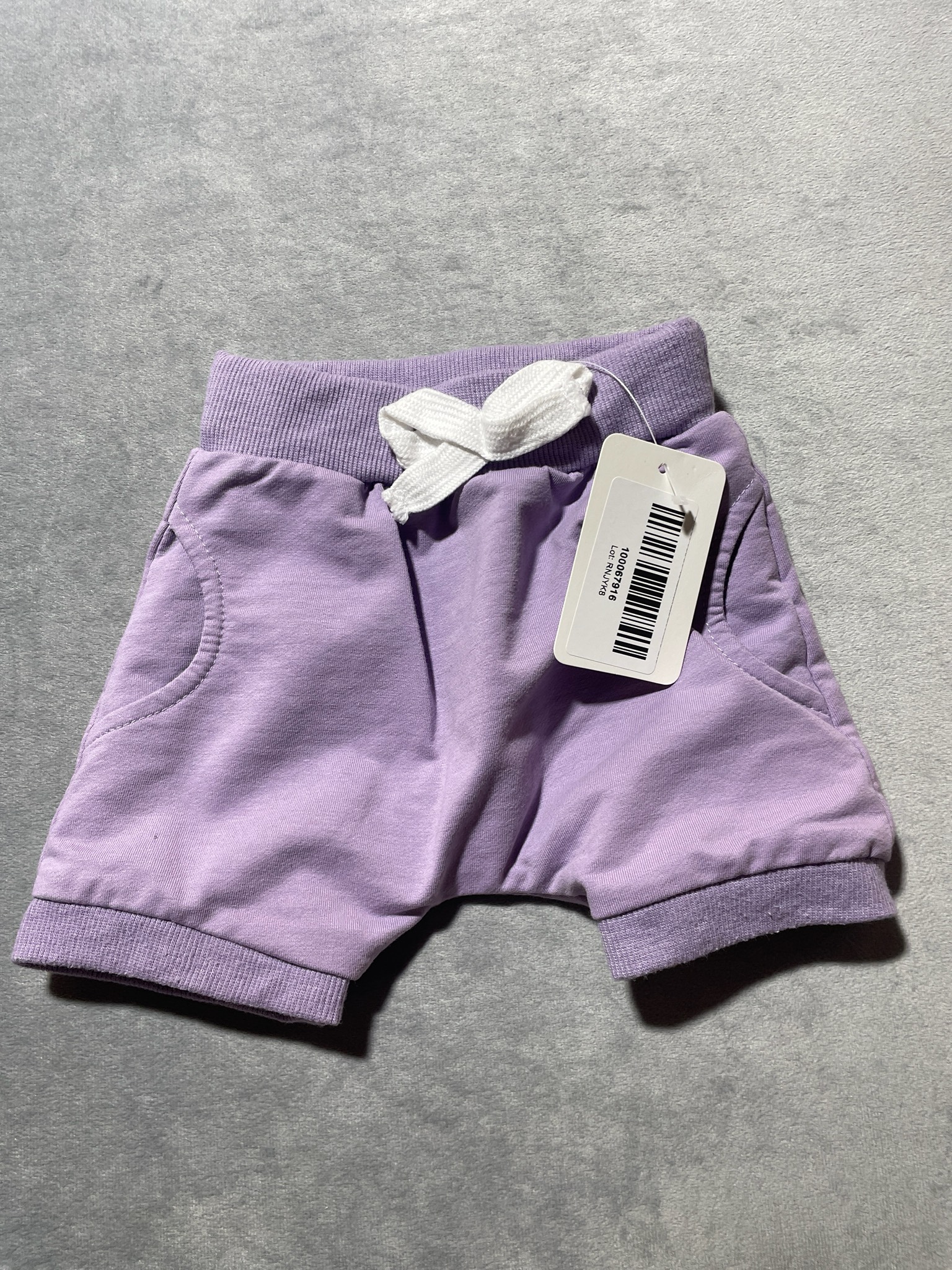 Lavender Sweat shorts size 3-6M