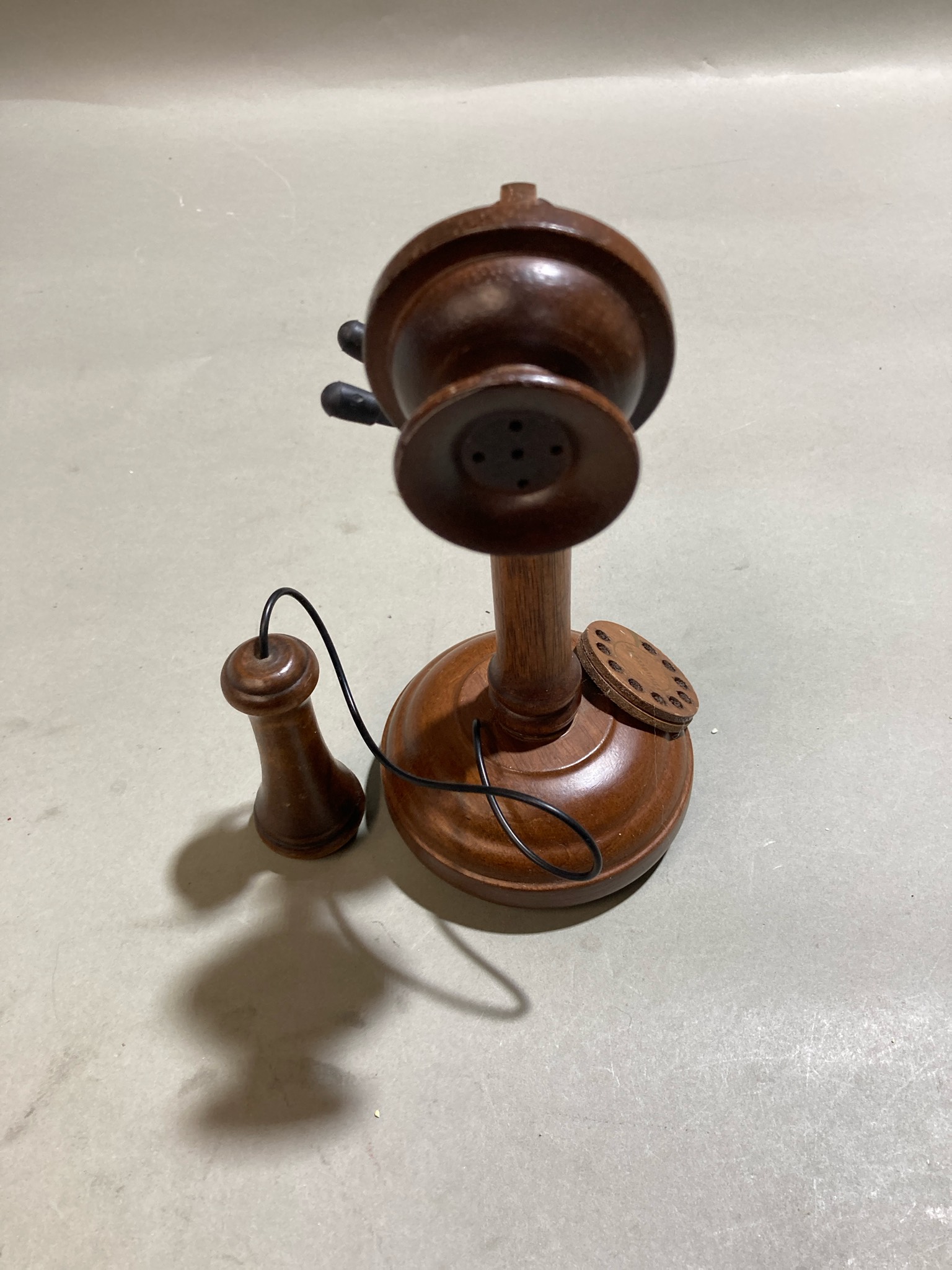 Brown Wooden Rotary Telephone