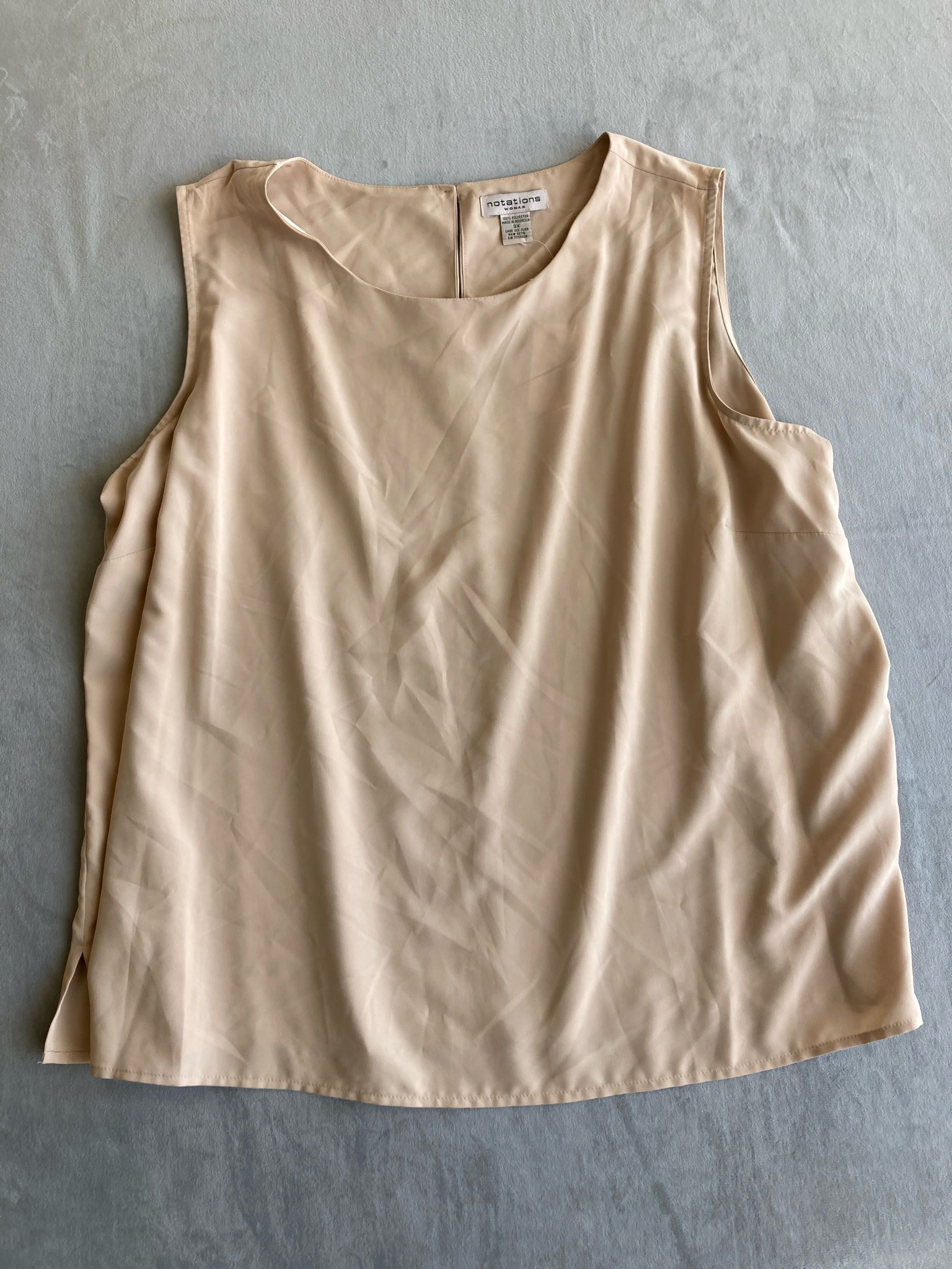 Notations Beige Polyester Sleeveless Blouse Size 3X