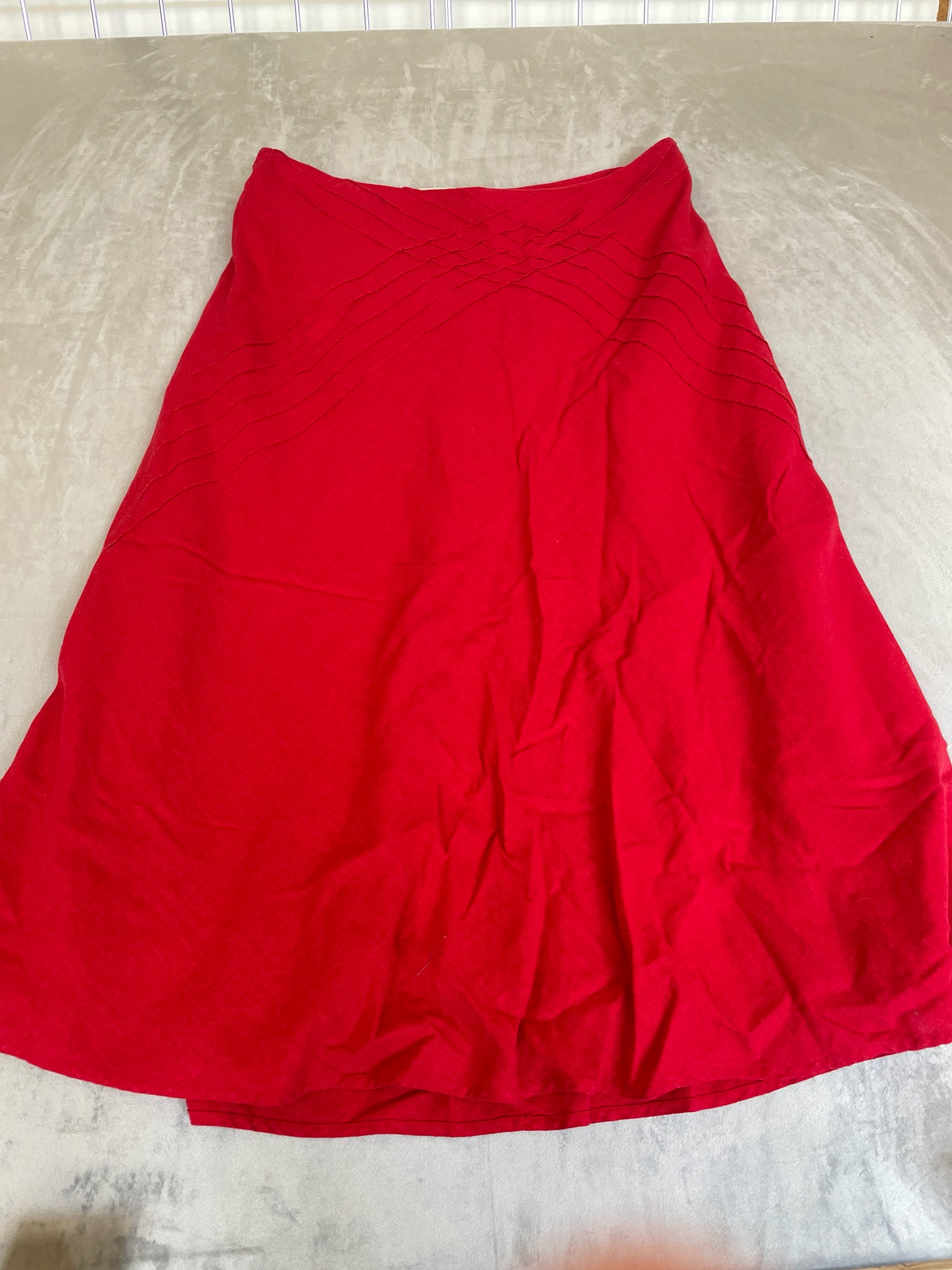 Edward Red Linen Blend A-line Skirt Size Size 14