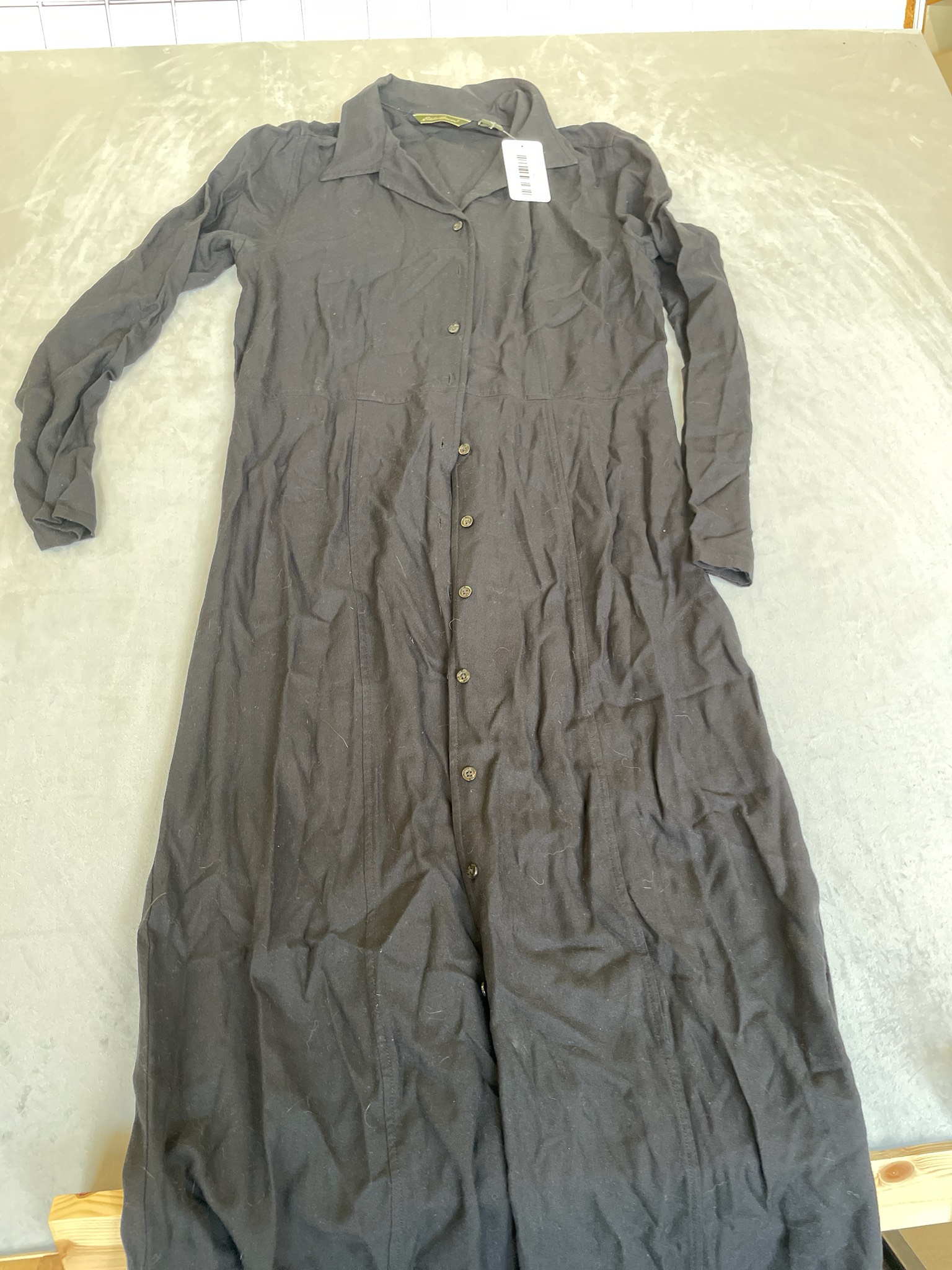 Eddie Bauer Black Rayon-Wool Shirt Dress Size Size 10