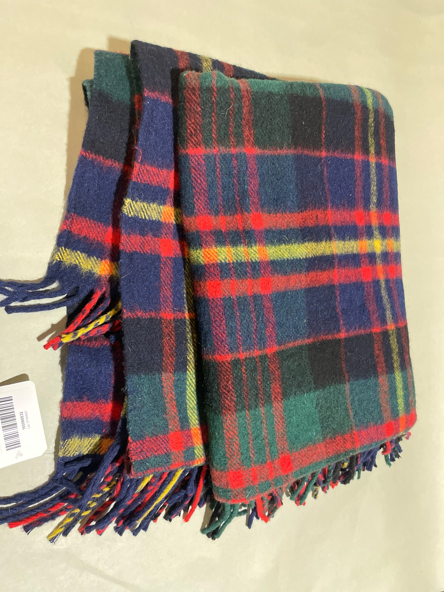 Wool Acrylic Blend Navy Tartan Blanket