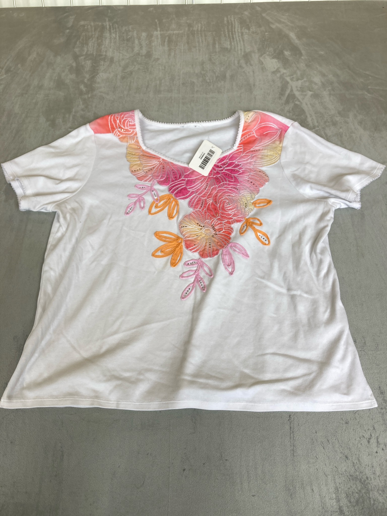 White Floral Embroidered Knit Top