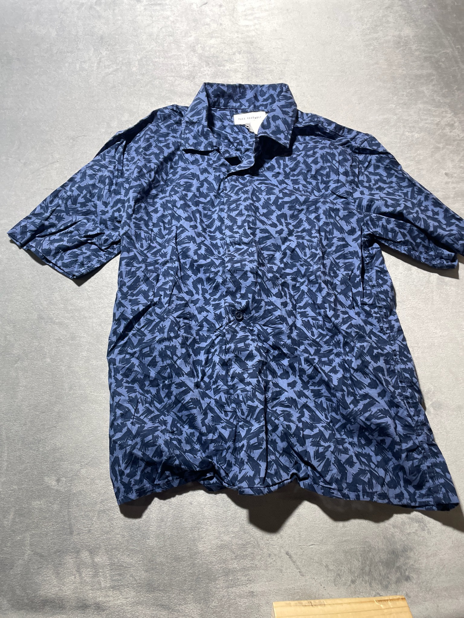 Free Assembly Blue Brushstroke Cotton Button-Up Shirt Size XS