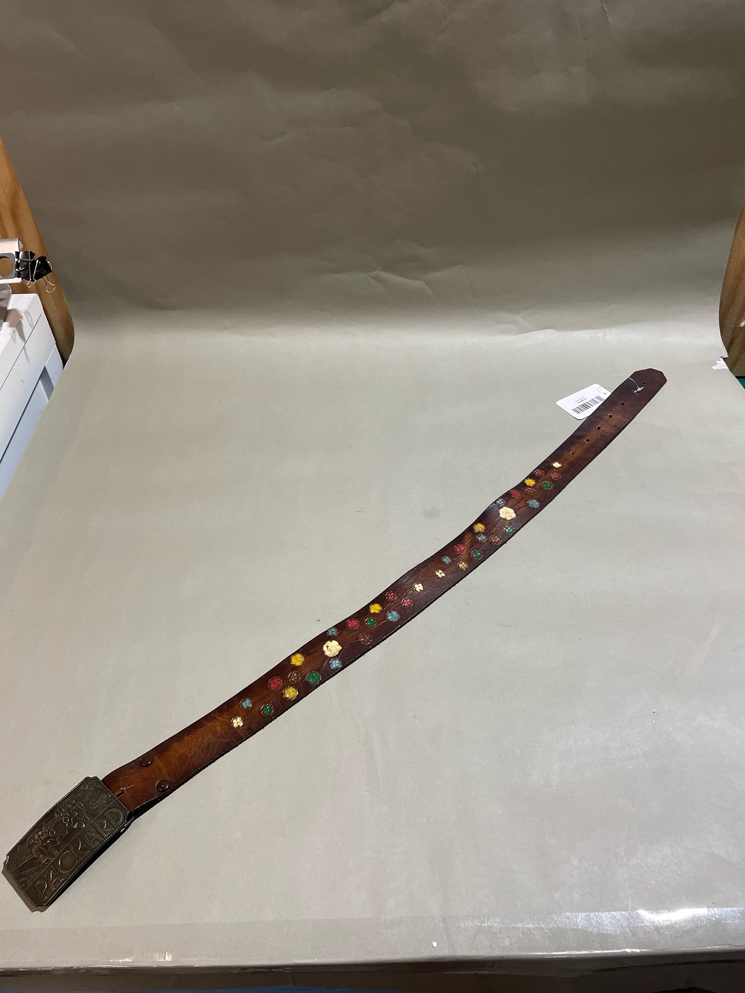 Packard Brown Tooled Leather Belt