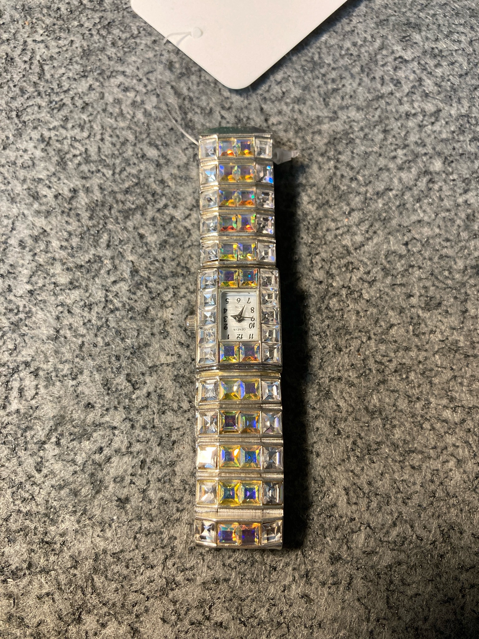 Geneva Silver Tone Rhinestone Bracelet Watch