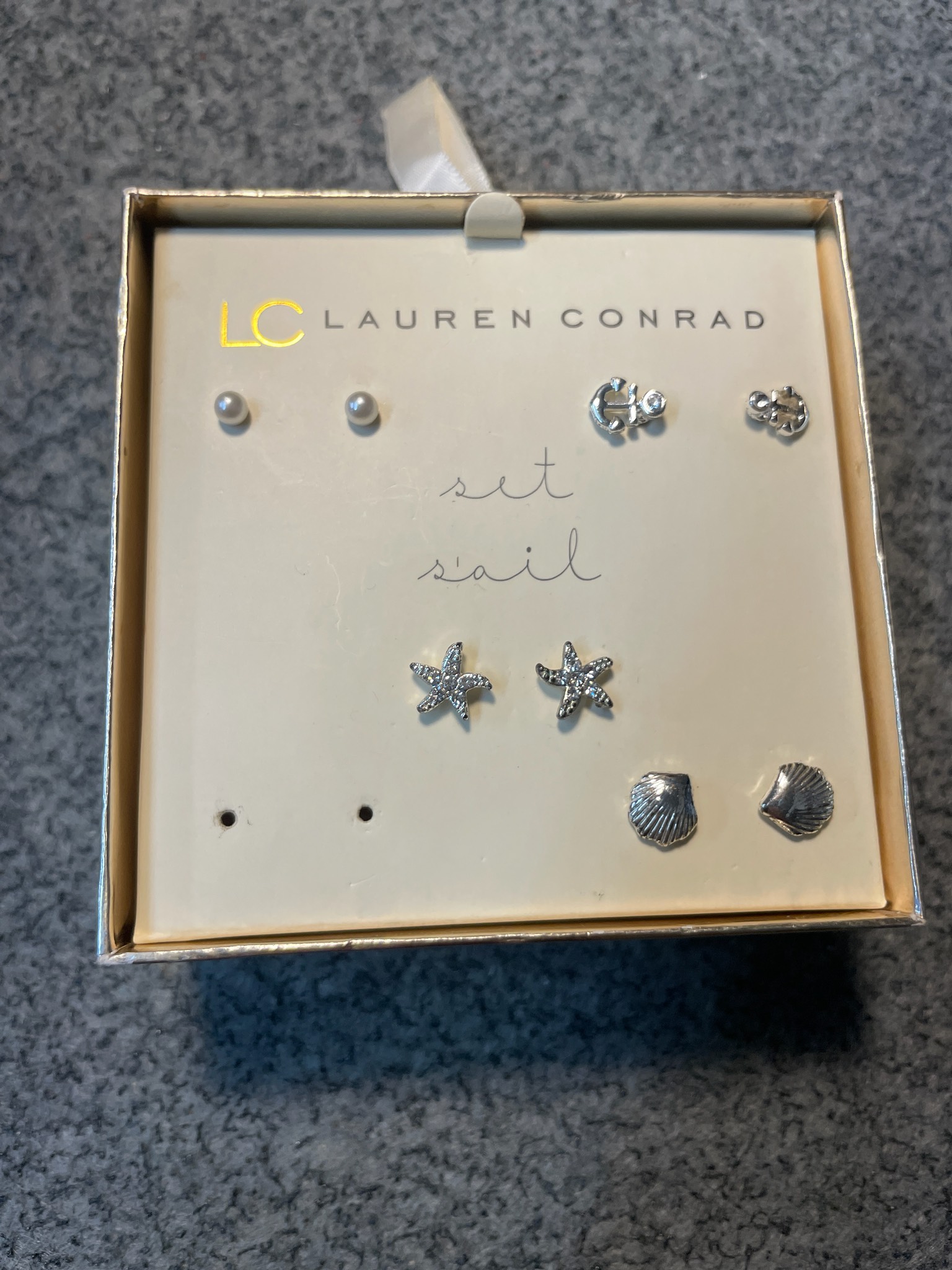 Lauren Conrad Silver Tone Nautical Stud Earring Set