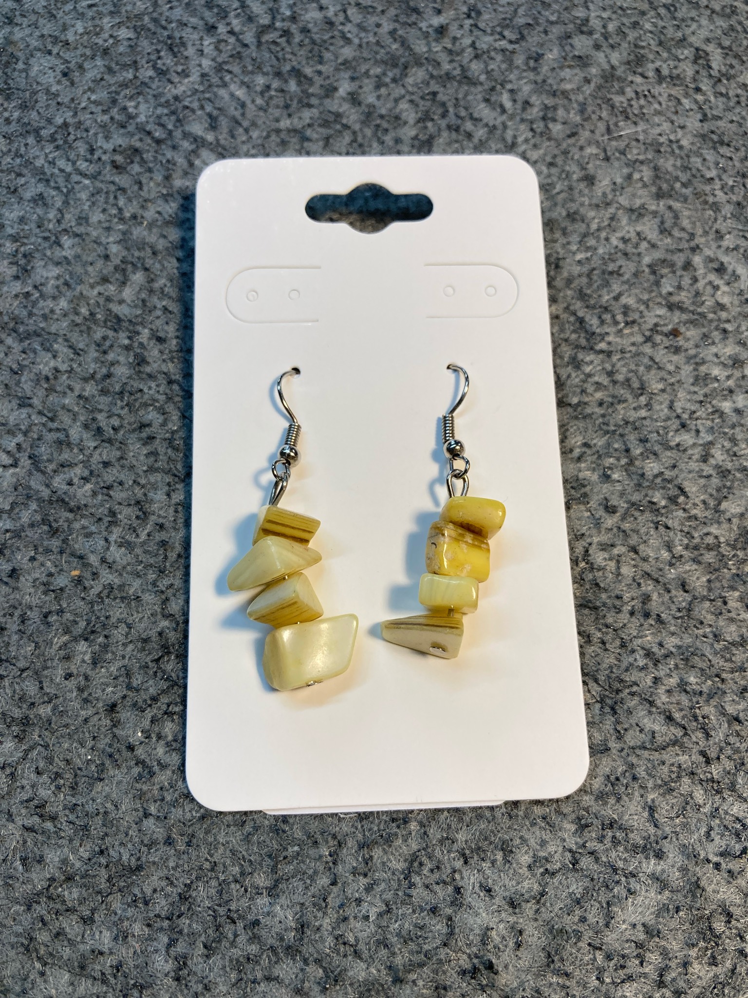 Yellow Chip Bead Dangle Earrings