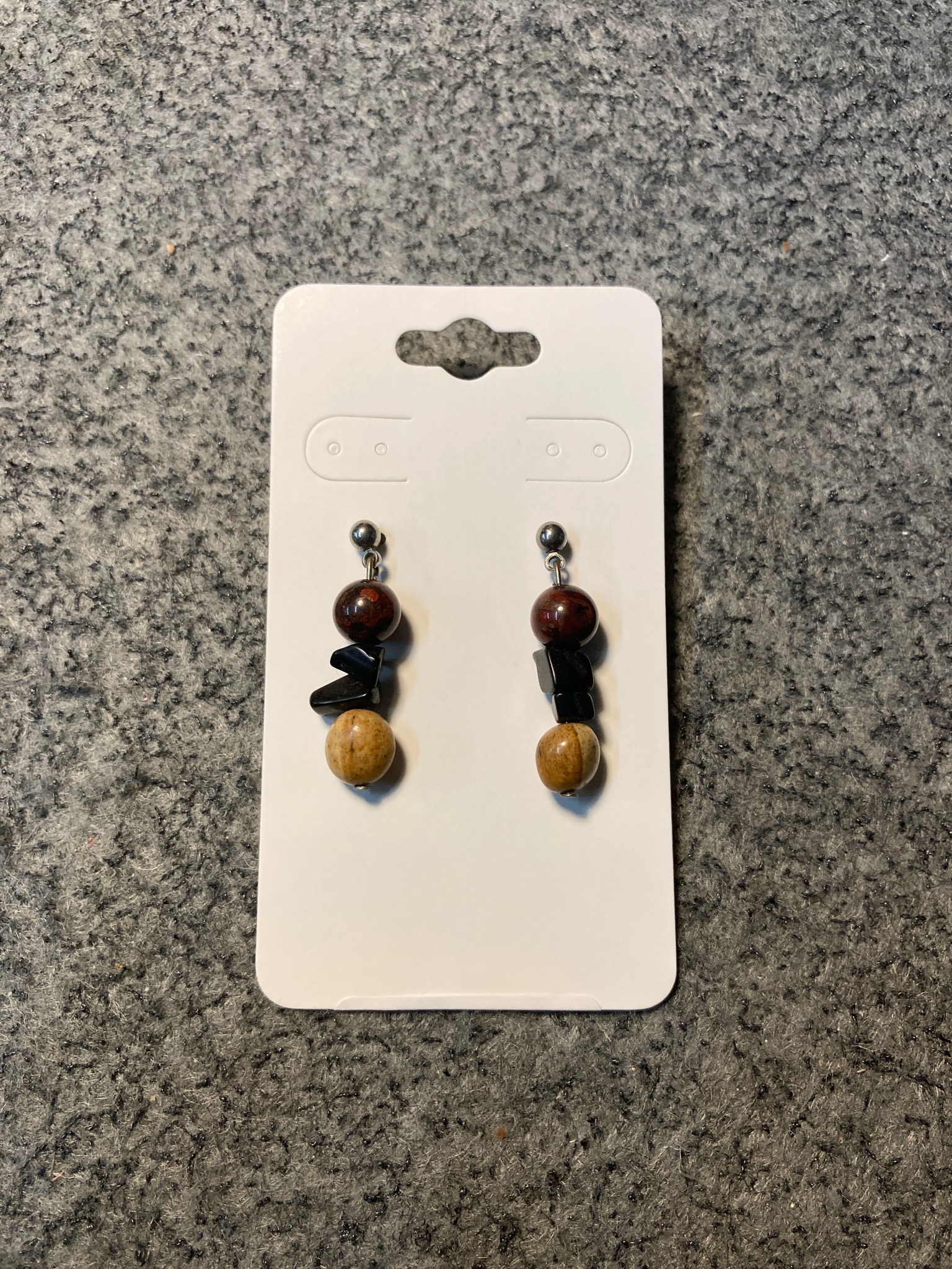 Brown Beaded Dangle Earrings