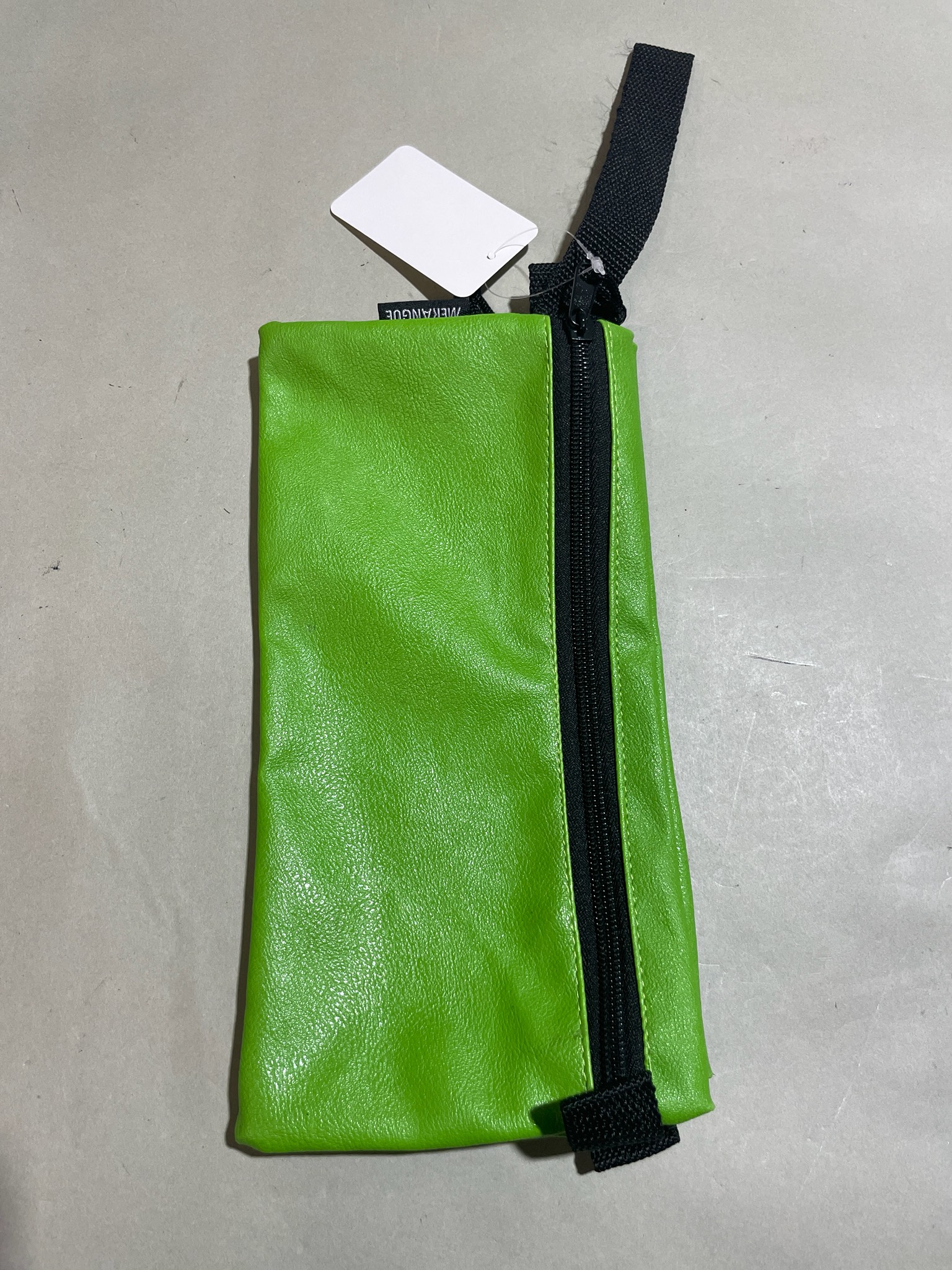 MERANGUE Lime Green Pebbled Wristlet Pouch