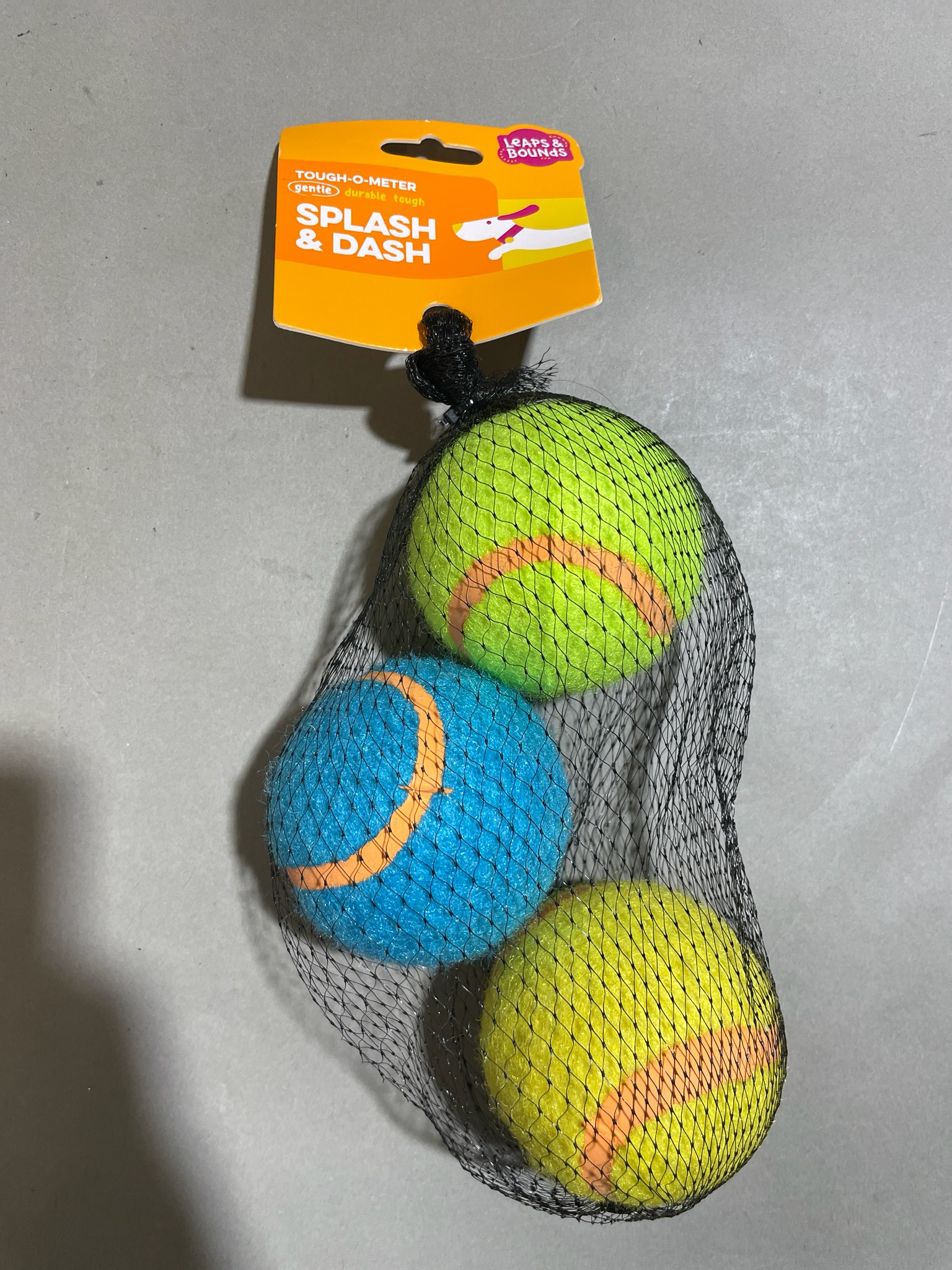 Leaps & Bounds Green Blue Yellow Felt-Covered 3-Pack Tennis Balls
