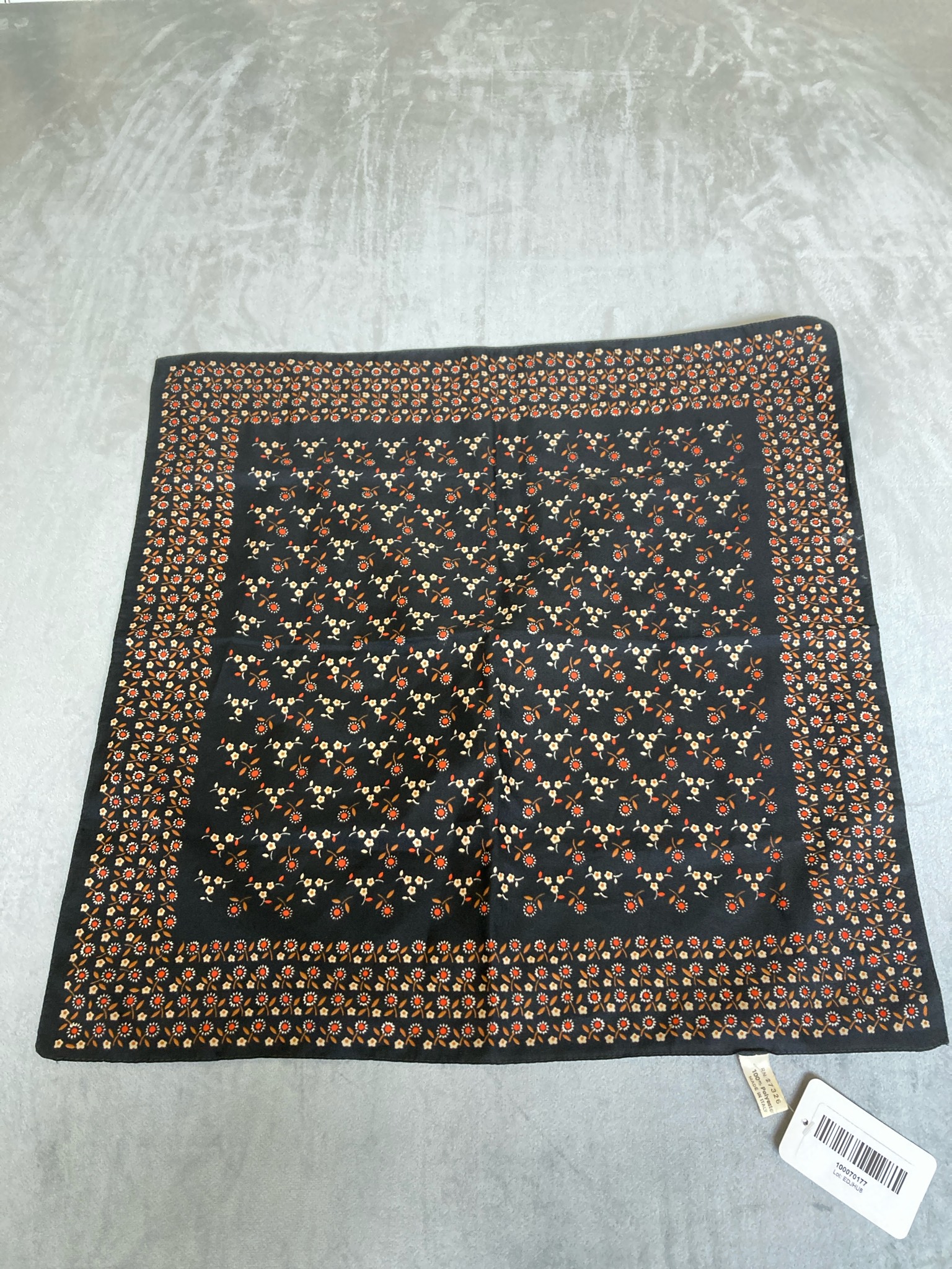 Black Ditsy Floral Silk Scarf
