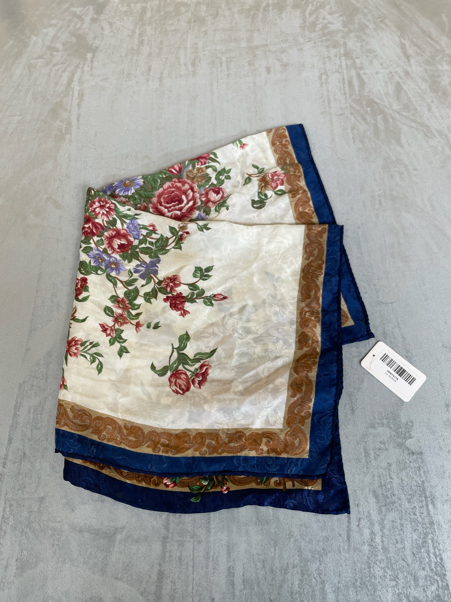 Cream Floral Satin Scarf