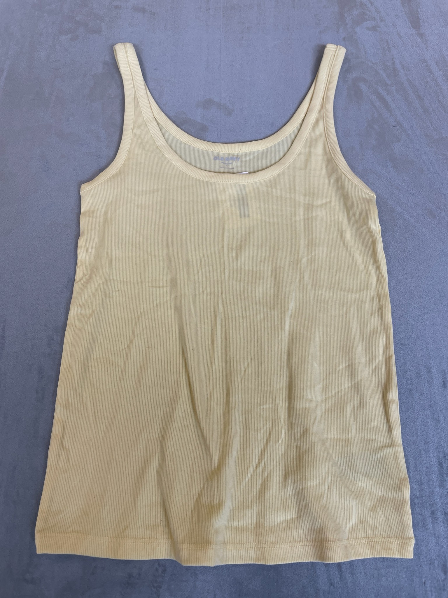 Old Navy Pale Yellow Ribbed Knit Tank Top Size Large