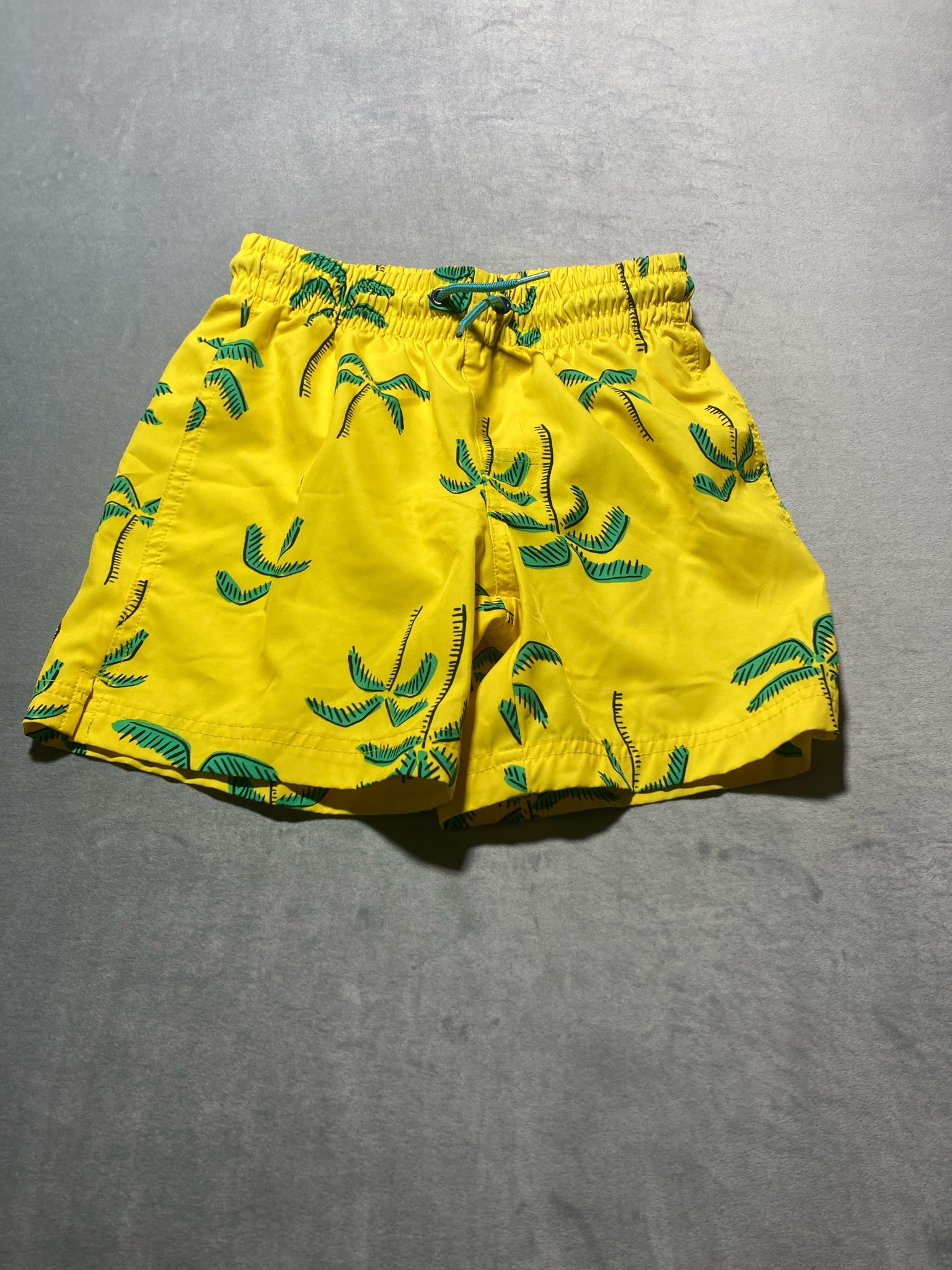 Old Navy Yellow Palm Tree Polyester Swim Trunks Size M (8)