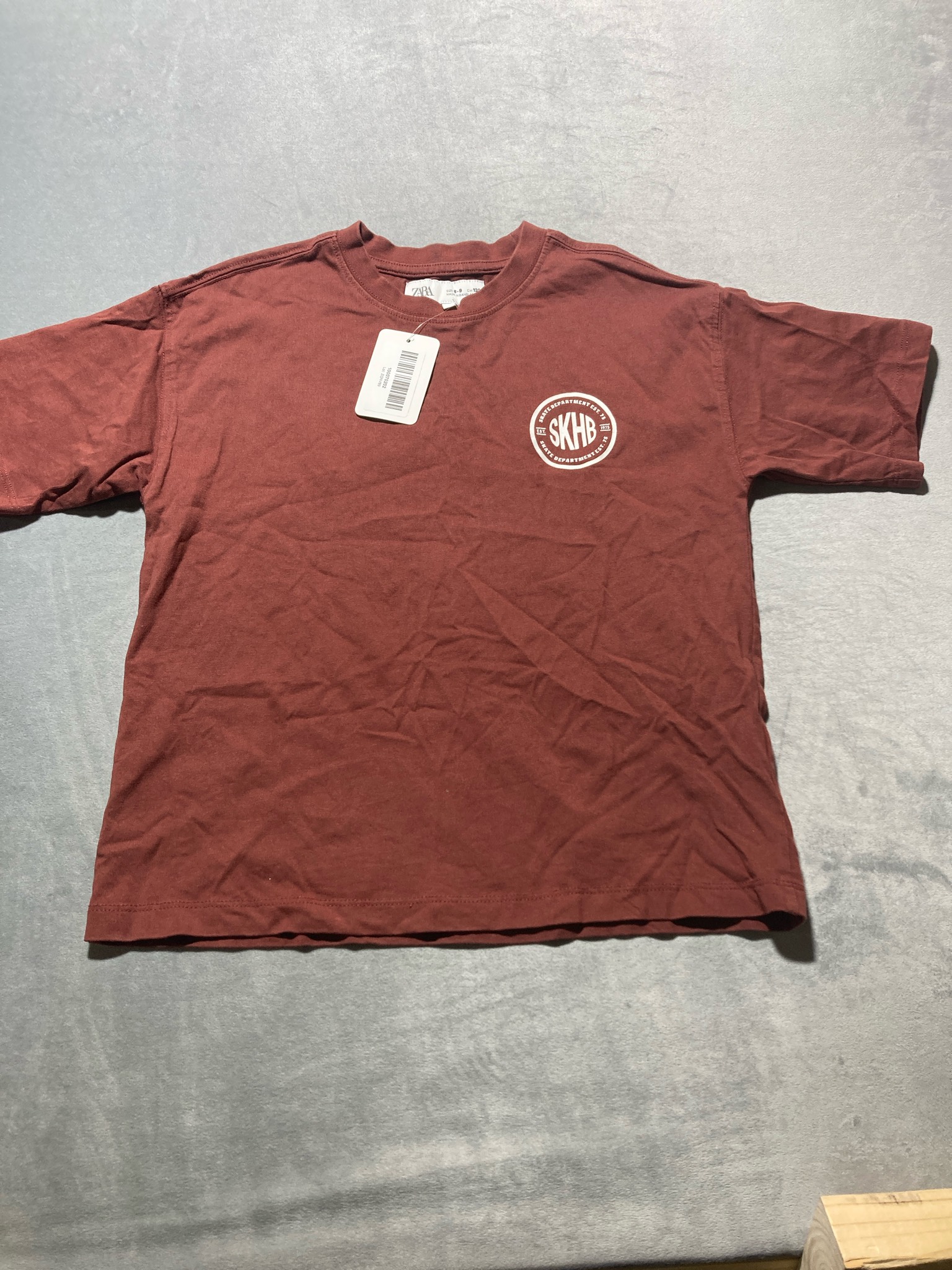 ZARA Brick Red Cotton T-Shirt Size Size 8-9