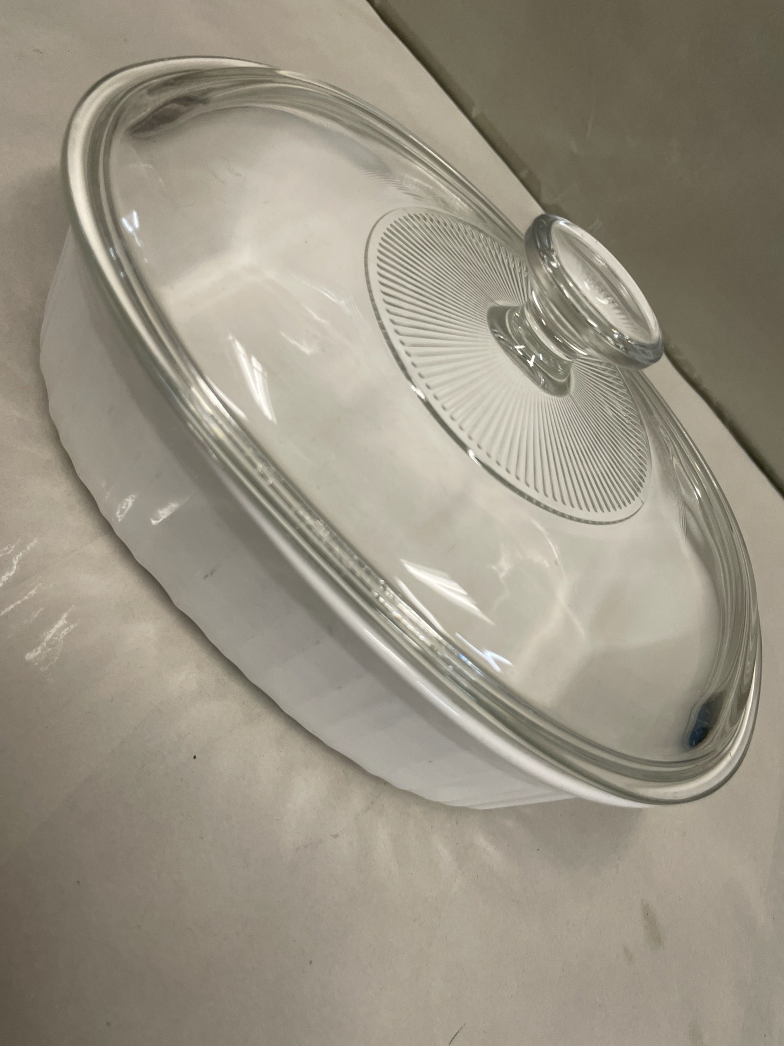 Clear Oval Glass Covered Serving Dish
